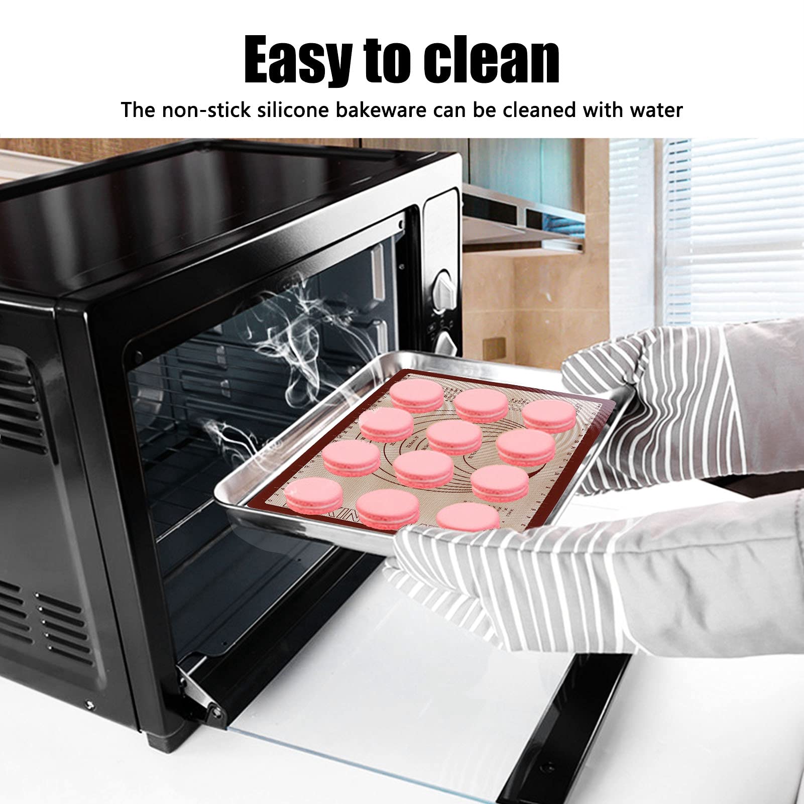 Non-Stick Silicone Baking Mat with Fiberglass - Reusable, Multi-Purpose Dough Kneading & Baking Sheet for Kitchen, Bakery & Home | Perfect for Cookies, Pastries, Bread & More