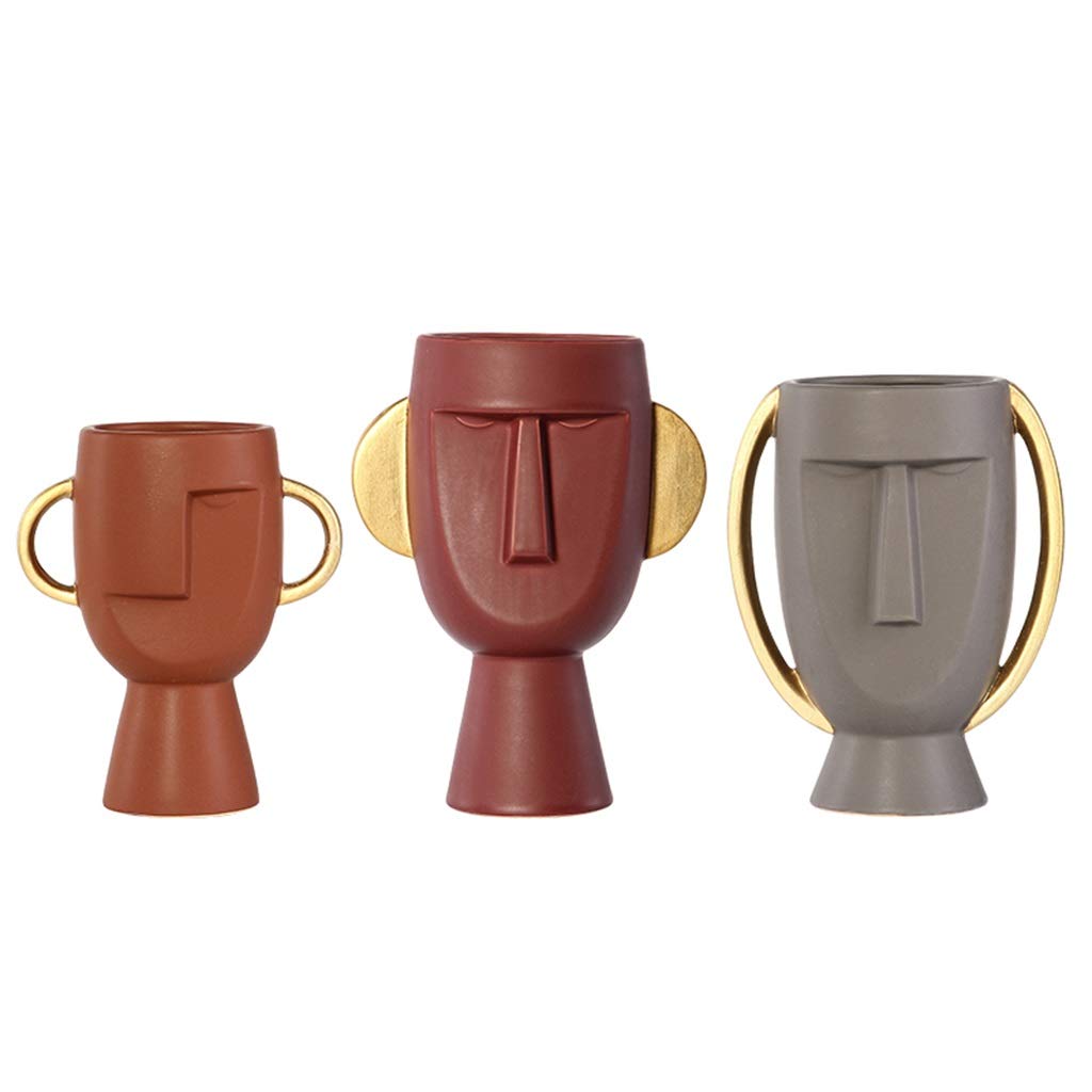 Modern Ceramic Face Vase - Elegant Floral Centerpiece for Living Room Decor, Luxury Table Vase for Flower Arrangements, Home Decoration (Set of Colors) | Perfect for Wedding Centerpieces, Dining Table Decor & Housewarming Gifts
