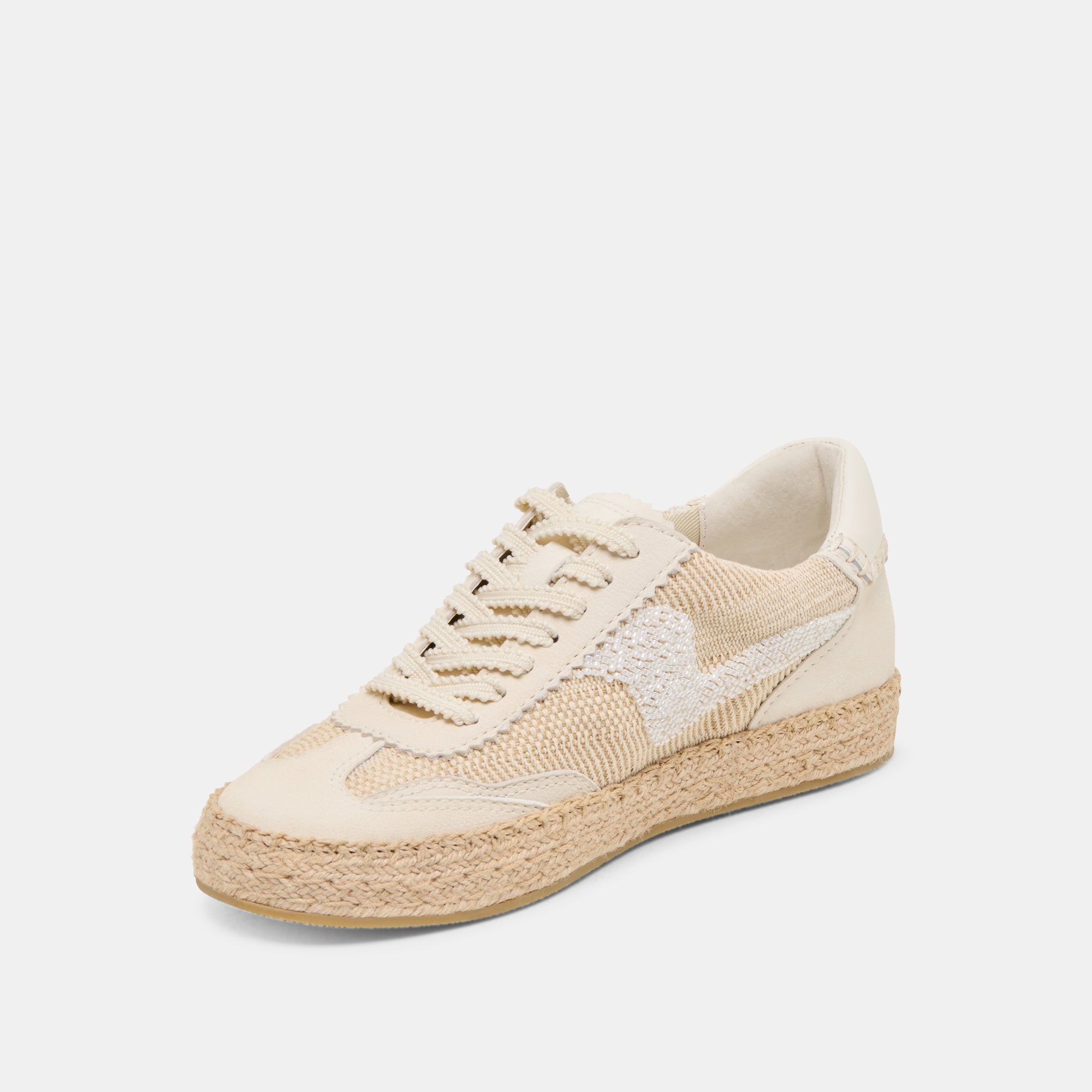Notice Women's Beaded Espadrille Sneakers - Natural Multi Burlap Fabric - Comfortable Casual Shoes for Summer, Beach & Boho Fashion