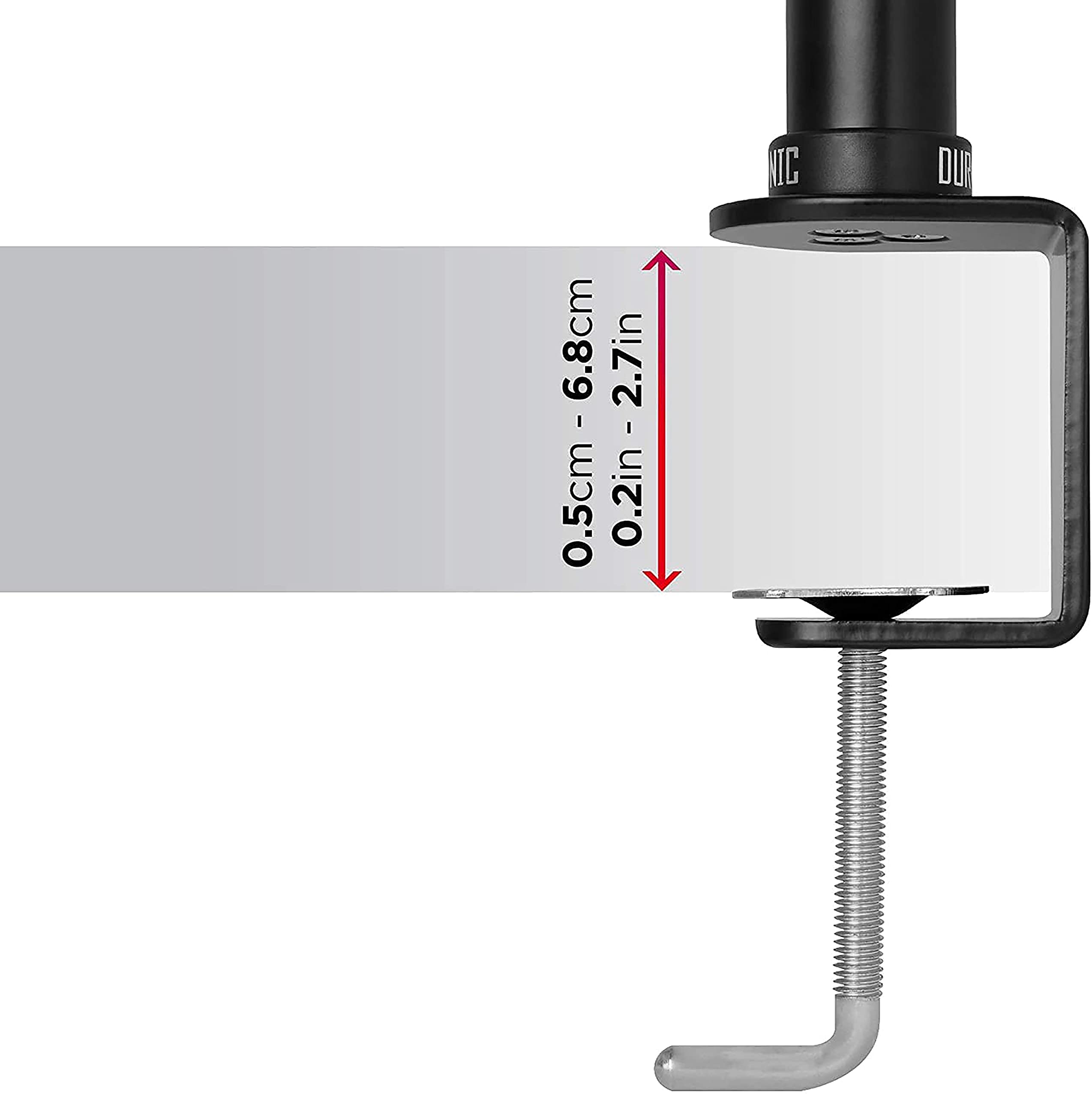 Duronic DM453 80cm Black Monitor Stand Pole | Heavy Duty Steel Monitor Arm Mount | Extra Long 800mm Adjustable Monitor Stand | Wide Clamp for 13
