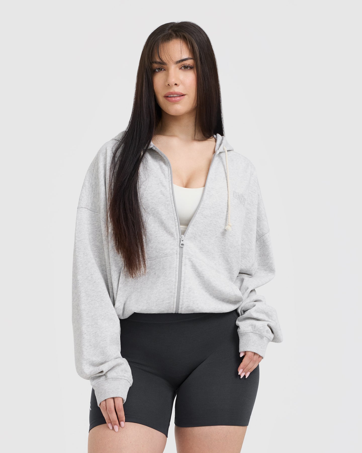 Raw Lounge Oversized Zip Hoodie for Women & Men - Light Grey Marl | Cozy Fleece Pullover for Casual Wear, Loungewear & Street Style