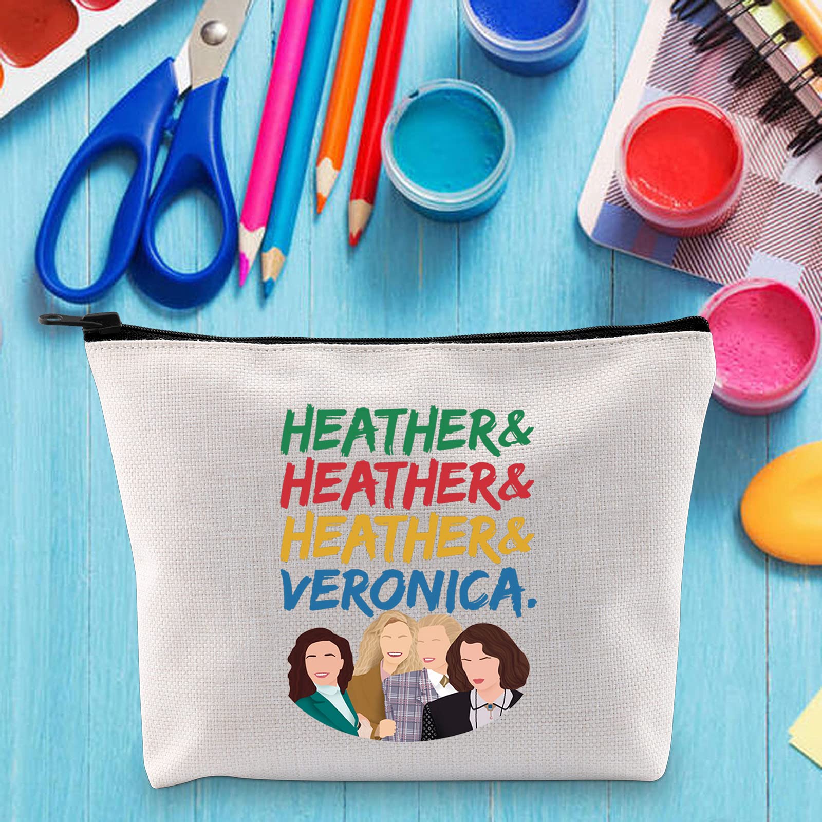Heathers Movie Inspired Makeup Bag - Heather Sister Cosmetic Pouch with Zipper, Perfect Gift for Heathers Fans, Friends & Family - Great for Travel, Cosmetics Storage & Heathers Merchandise Collection