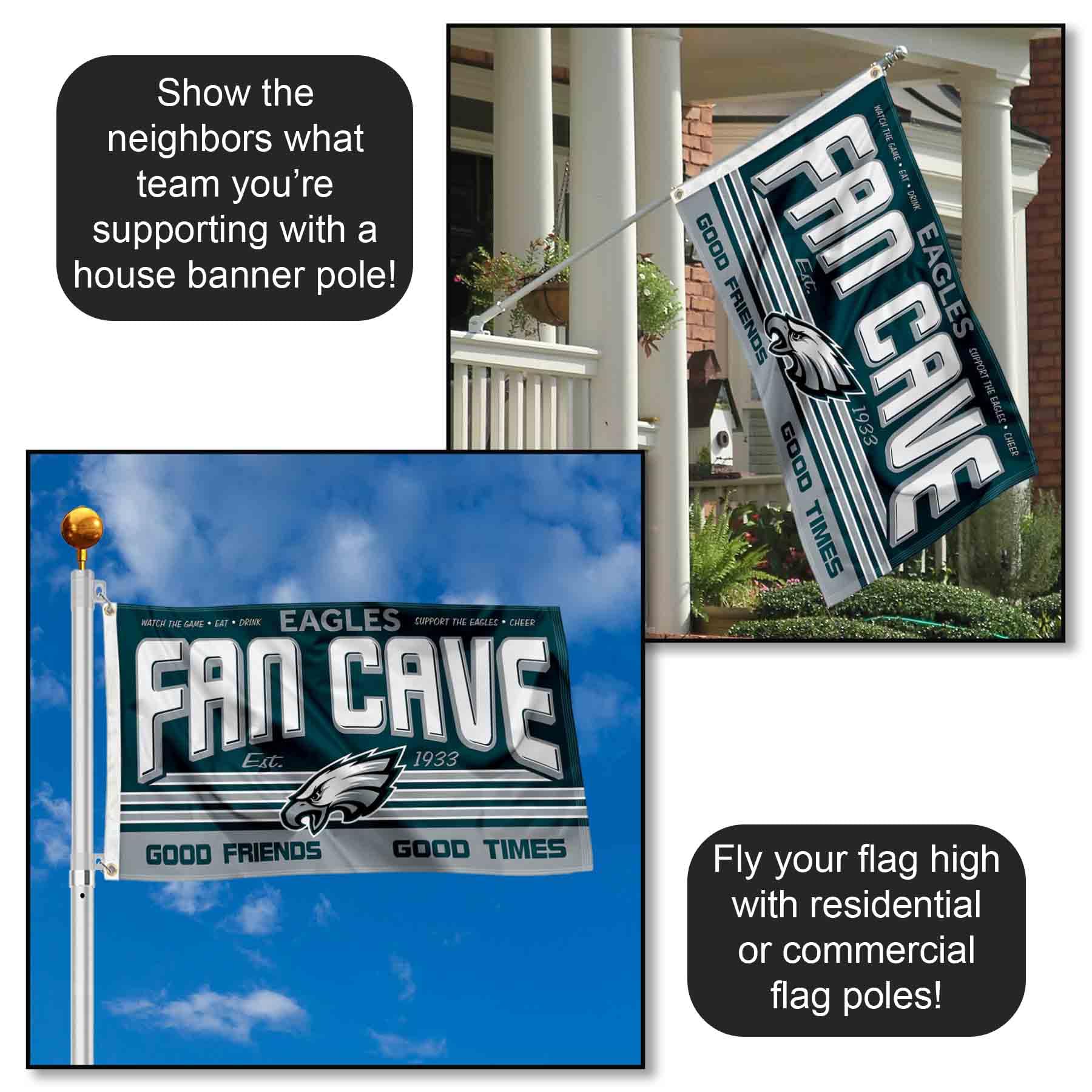 Philadelphia Eagles Man Cave Banner Flag - Premium NFL Team Decor for Game Day & Fan Cave - Perfect for Home, Office, and Tailgating Parties