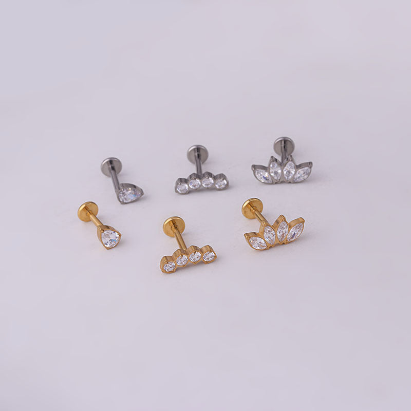 Titanium Gold Bezel Flat Back Sleeper Earrings for Women | Hypoallergenic Stud Earrings for Sensitive Ears | Perfect for Everyday Wear, Gifts, and Special Occasions