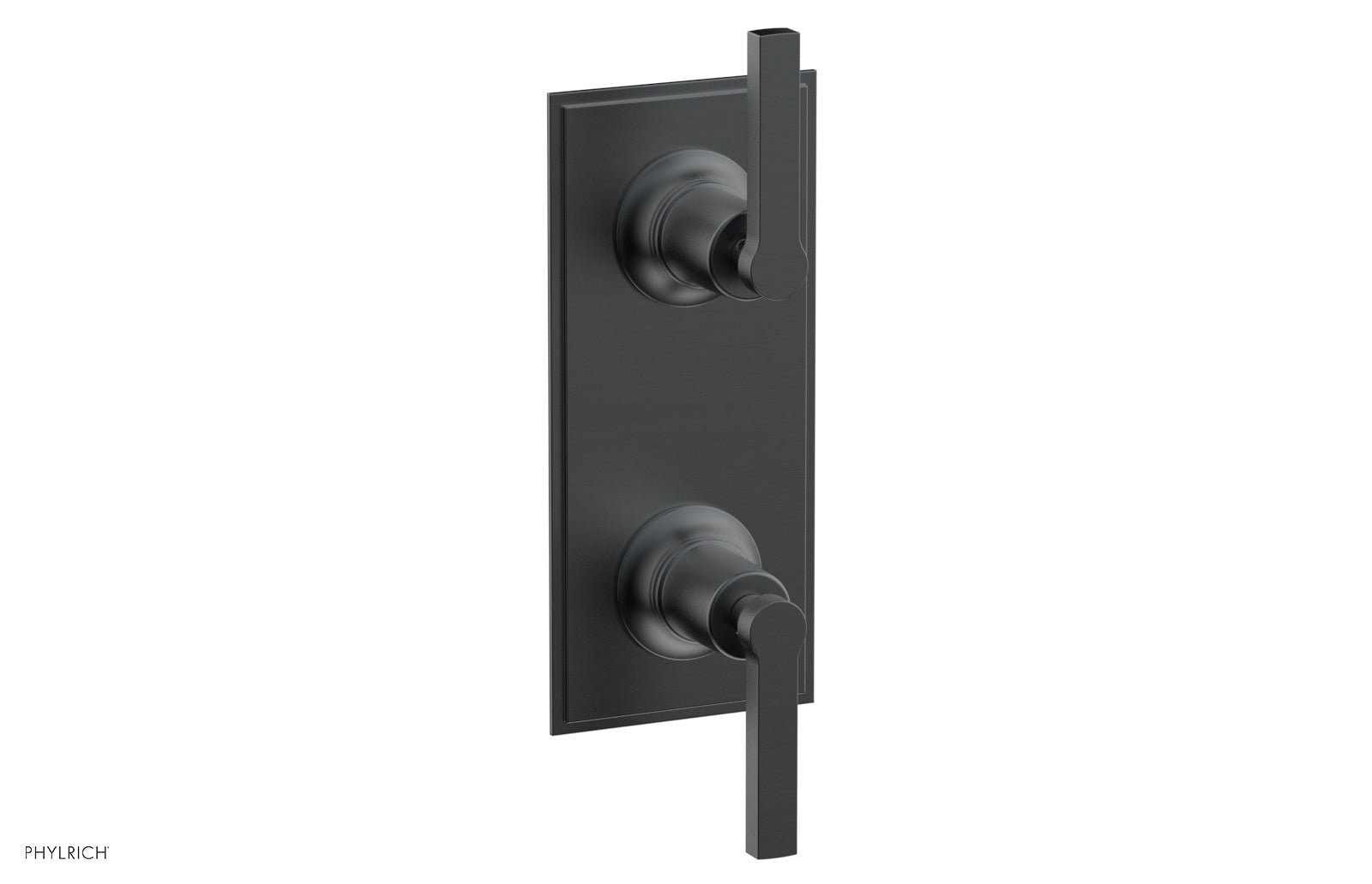 HEX MODERN Lever Handle Pair Trim Set for Thermostatic Shower Control with Volume Control & Diverter - Chrome Finish (4-106) - Perfect for Bathroom Renovation & Modern Home Upgrade