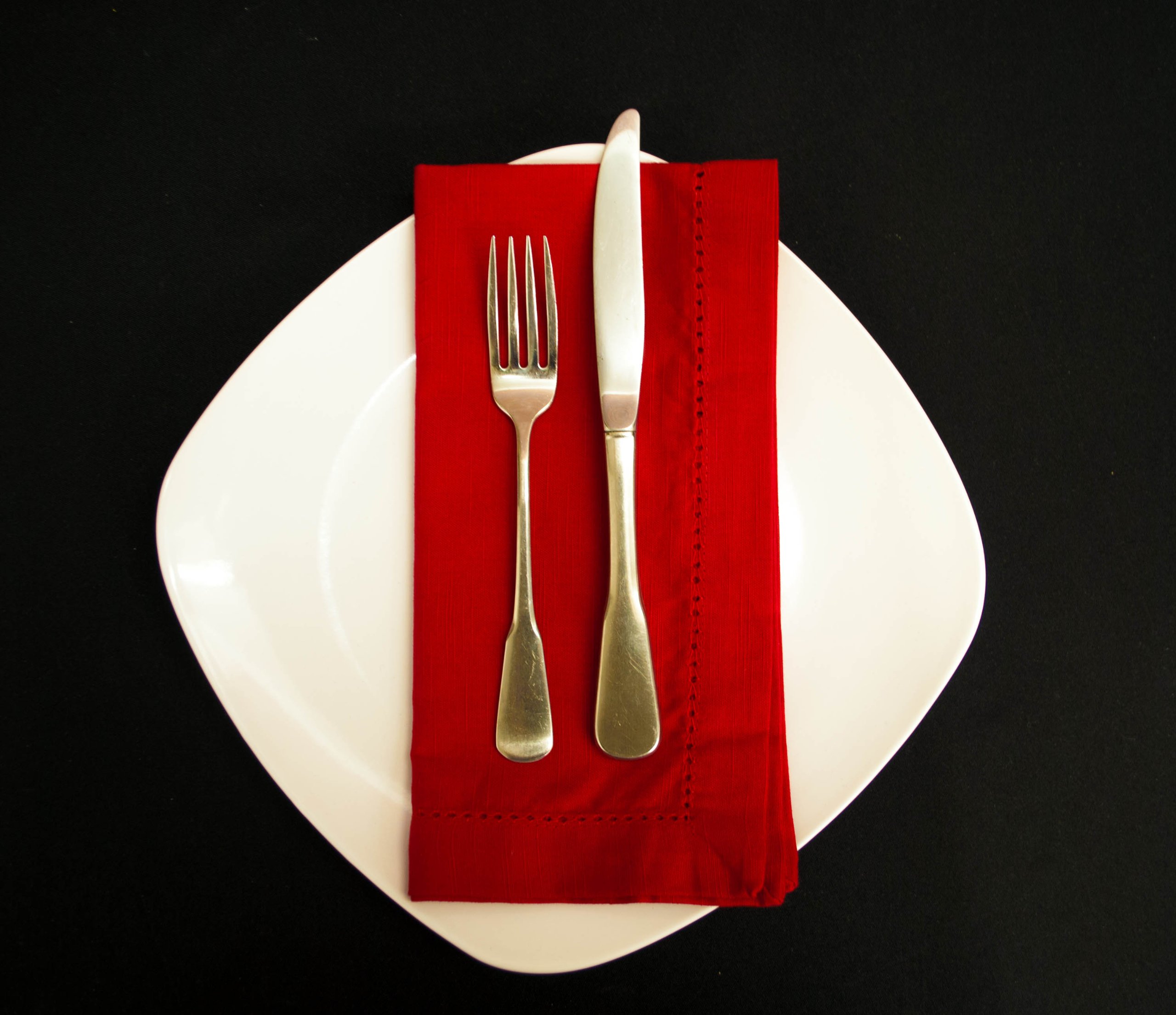 Premium Hemstitch Linen Dinner Napkins - Set of 12, Elegant Red Cloth Napkins for Formal Dining, Wedding, Holiday Parties & Special Occasions