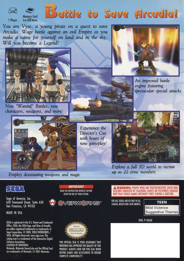 Skies of Arcadia: Legends - Classic RPG Adventure Game for Nintendo GameCube | Explore Sky Pirates & Epic Quests | Perfect for Retro Gaming Fans & Collectors