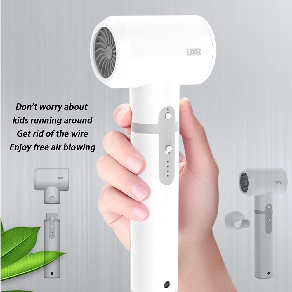 Portable Cordless Hair Dryer - 350W Rechargeable Handheld Blow Dryer with 3 Temperature Settings (37°-55°C) | Compact Travel Hairdryer for Home, Salon, Pets & Art Painting | Perfect for On-the-Go Styling, Quick Drying & DIY Projects