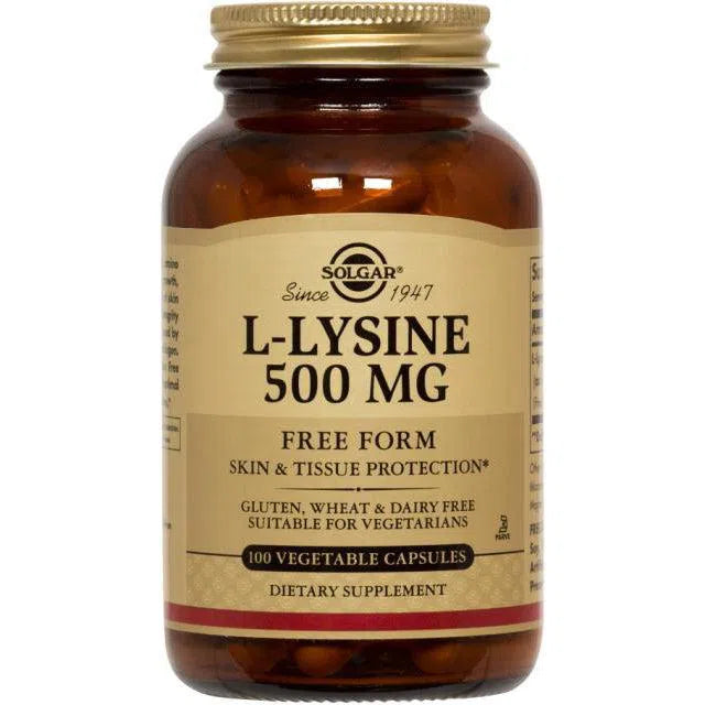 Solgar L-Lysine 500mg Supplement for Immune Support & Cold Sore Relief - Supports Collagen Production & Skin Health - Vegan, Non-GMO - Ideal for Daily Wellness & Immune System Boost