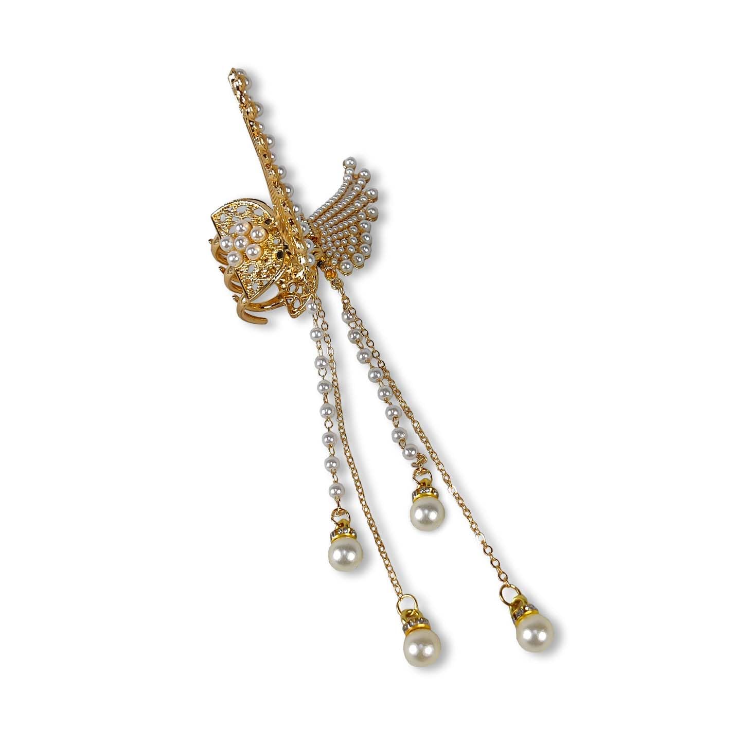 Elegant Crystal Pearl Butterfly Hair Clips for Women - Pack of 2, Shiny Hair Pins with Tassels, Perfect Gift for Birthday, Party & Wedding - Great for Bridal, Prom, and Everyday Hairstyles