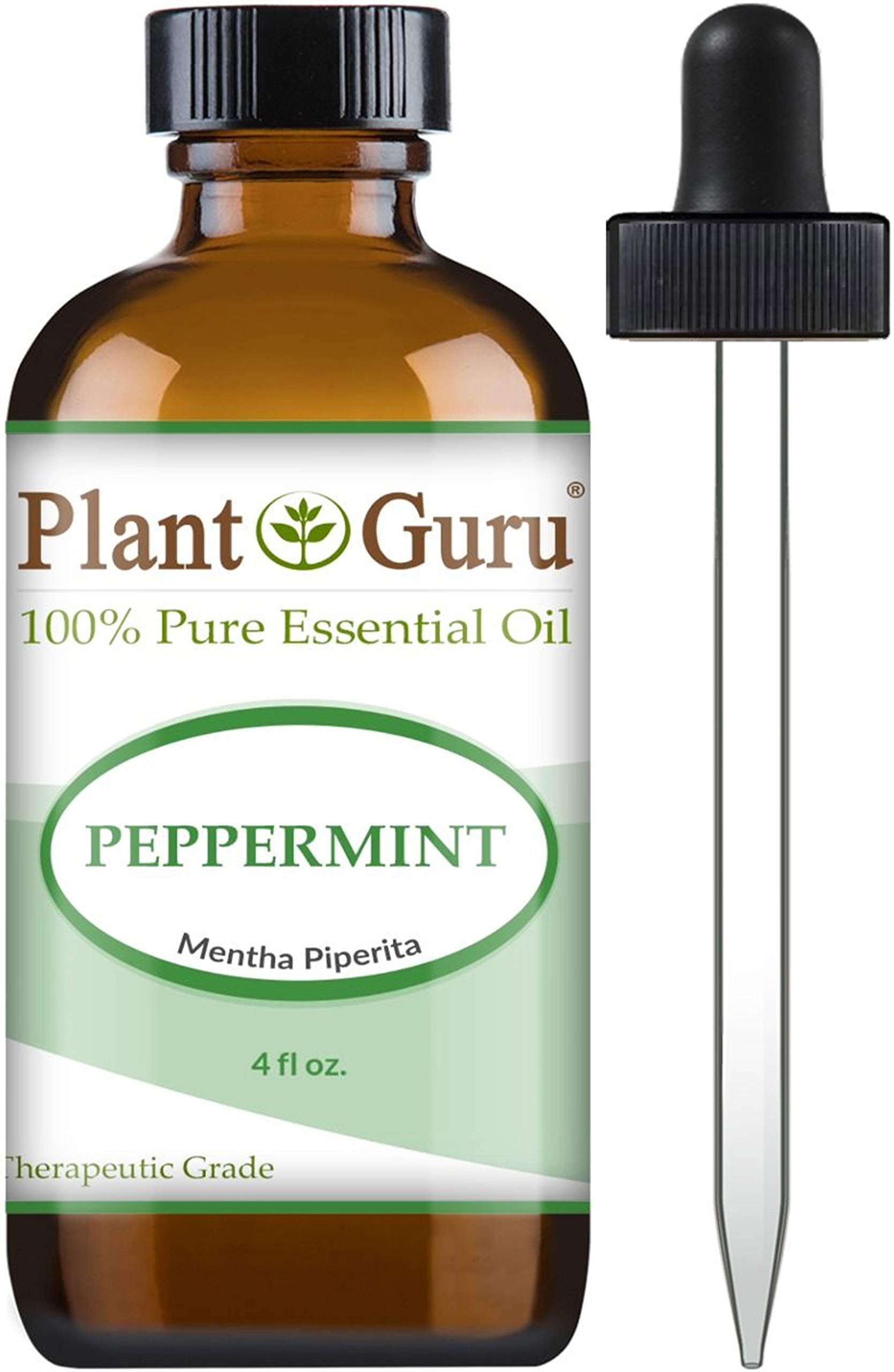 **4 oz Peppermint Essential Oil - 100% Pure, Undiluted, Therapeutic Grade (Mentha Piperita) for Aromatherapy, Skin, Hair & Body Care - Perfect for Diffusers, Massage & Stress Relief**