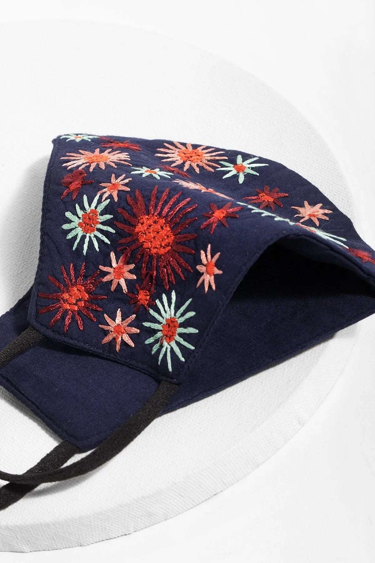 Floral Embroidered Face Mask - Reusable Cloth Mask with Adjustable Ear Loops for Women - Perfect for Daily Wear, Shopping & Outdoor Activities