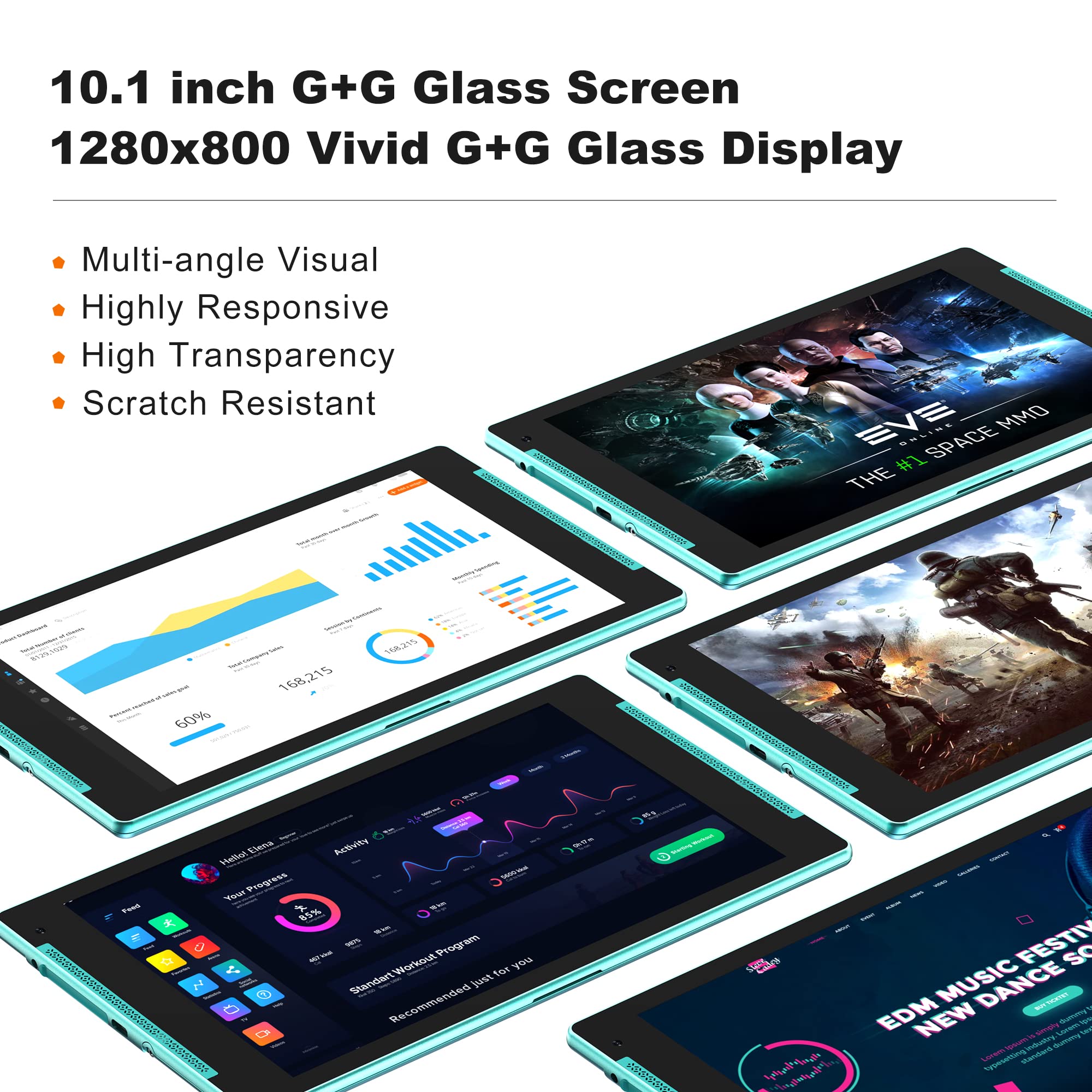 10 Inch Android 12 Tablet - 4+4GB RAM 128GB ROM (Expandable to 512GB) - HD IPS Screen - 2MP+8MP Dual Camera - Wi-Fi & Bluetooth 5.0 - 6000mAh Battery - with Stand (Green) - Perfect for Online Learning, Work from Home & Entertainment