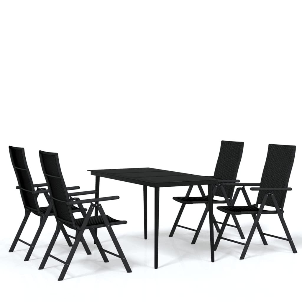 vidaXL 5-Piece Patio Dining Set - Outdoor Garden Furniture with Table and Chairs for Lawn, Yard, Terrace & Balcony - Perfect for Family Gatherings, BBQs & Outdoor Entertaining - Black