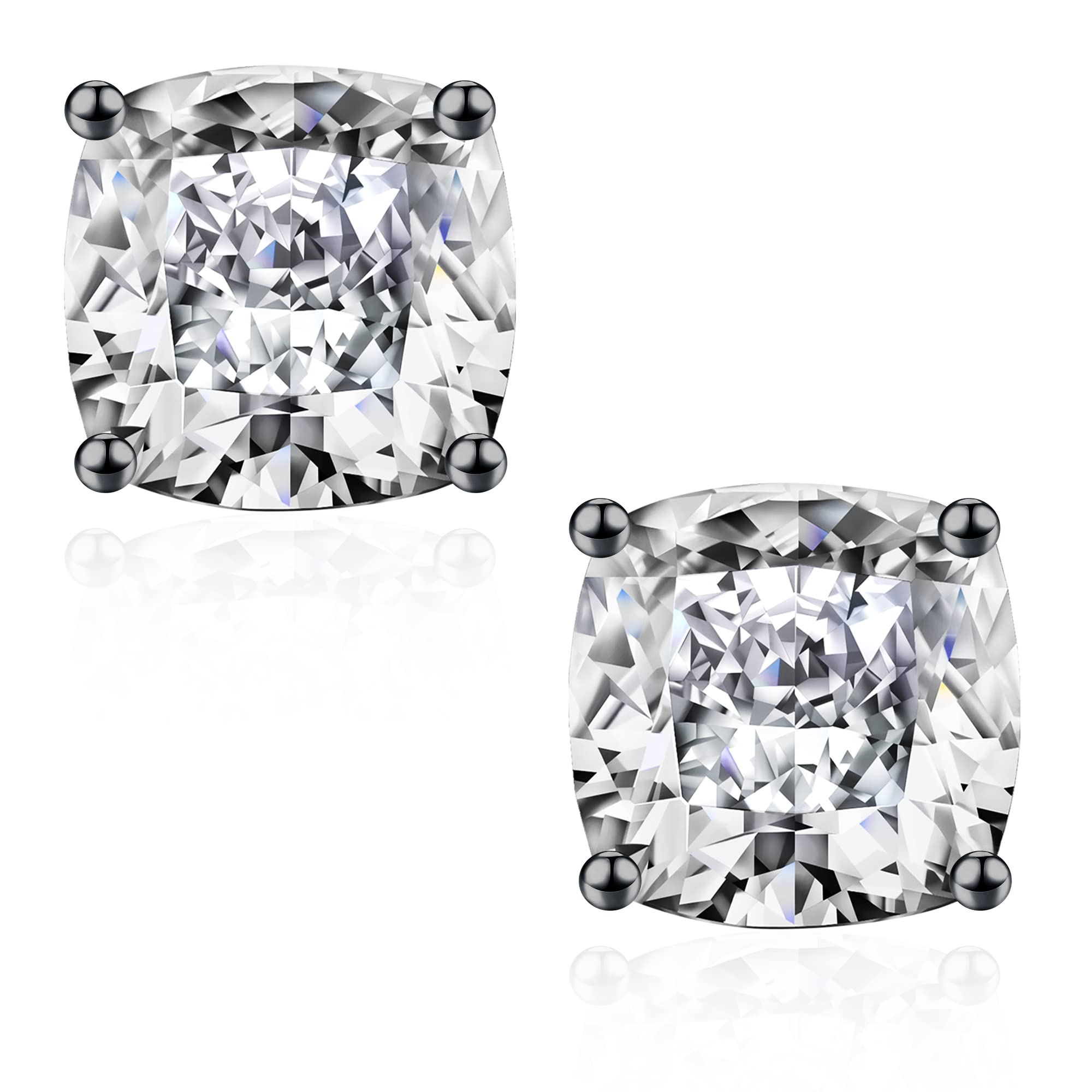 1-3 Carat Cushion Cut Moissanite Stud Earrings for Women & Men | D Color VVS1 Clarity Lab-Created Moissanite | 18K White/Yellow/Rose Gold & Black Ruthenium Options | Perfect for Weddings, Anniversaries & Special Occasions
