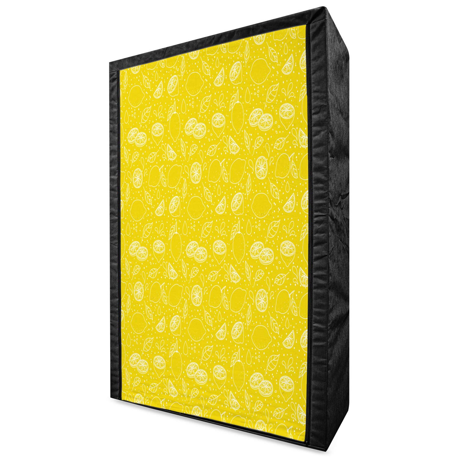 Ambesonne Yellow White Portable Wardrobe - Lemon Leaves Design for Bedroom Storage