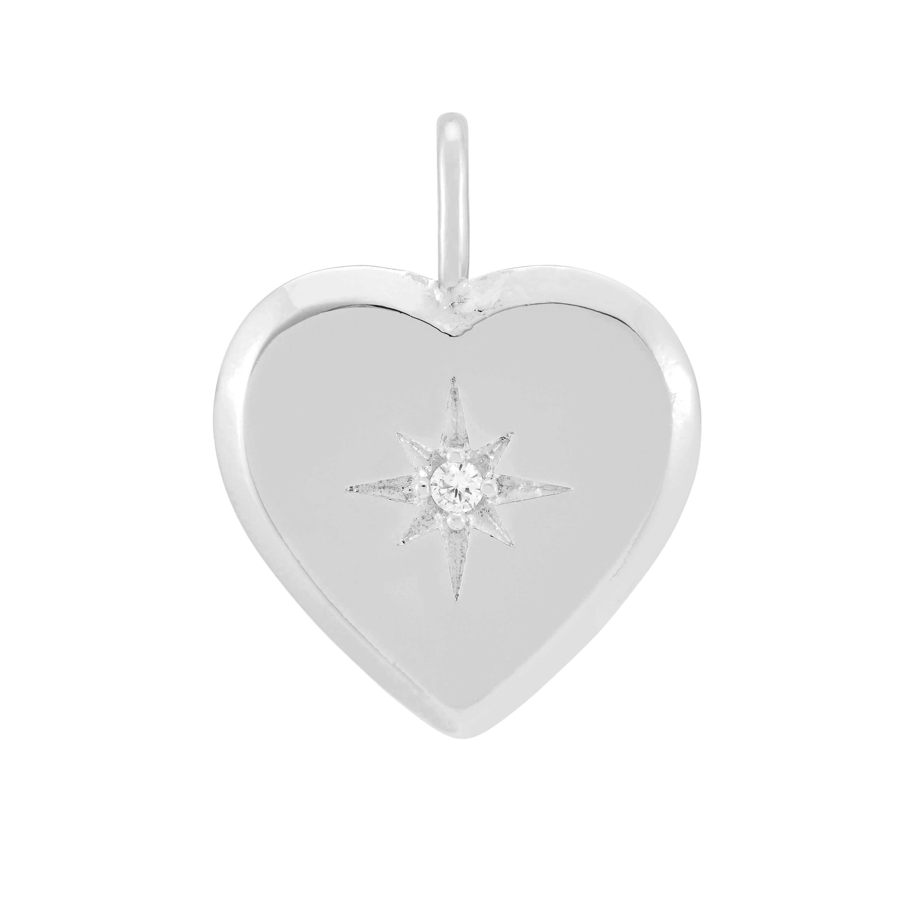 Sterling Silver Plated Knife Edge CZ Heart Charm Pendant - Elegant Jewelry for Necklaces, Bracelets & DIY Crafts (Model EB5549S) | Perfect for Valentine's Day Gifts, Anniversary Presents & Special Occasions