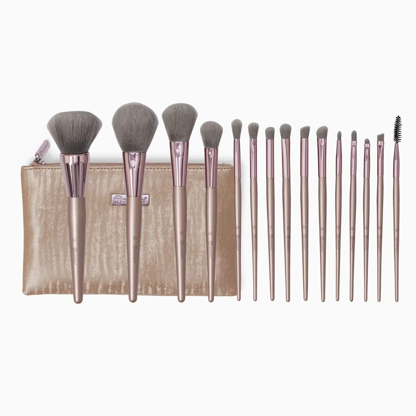 bh Cosmetics 15-Piece Complete Makeup Brush Set for Eye & Face - Professional Cosmetic Brush Kit for Foundation, Blending, Contouring & More | Perfect for Makeup Artists & Beginners