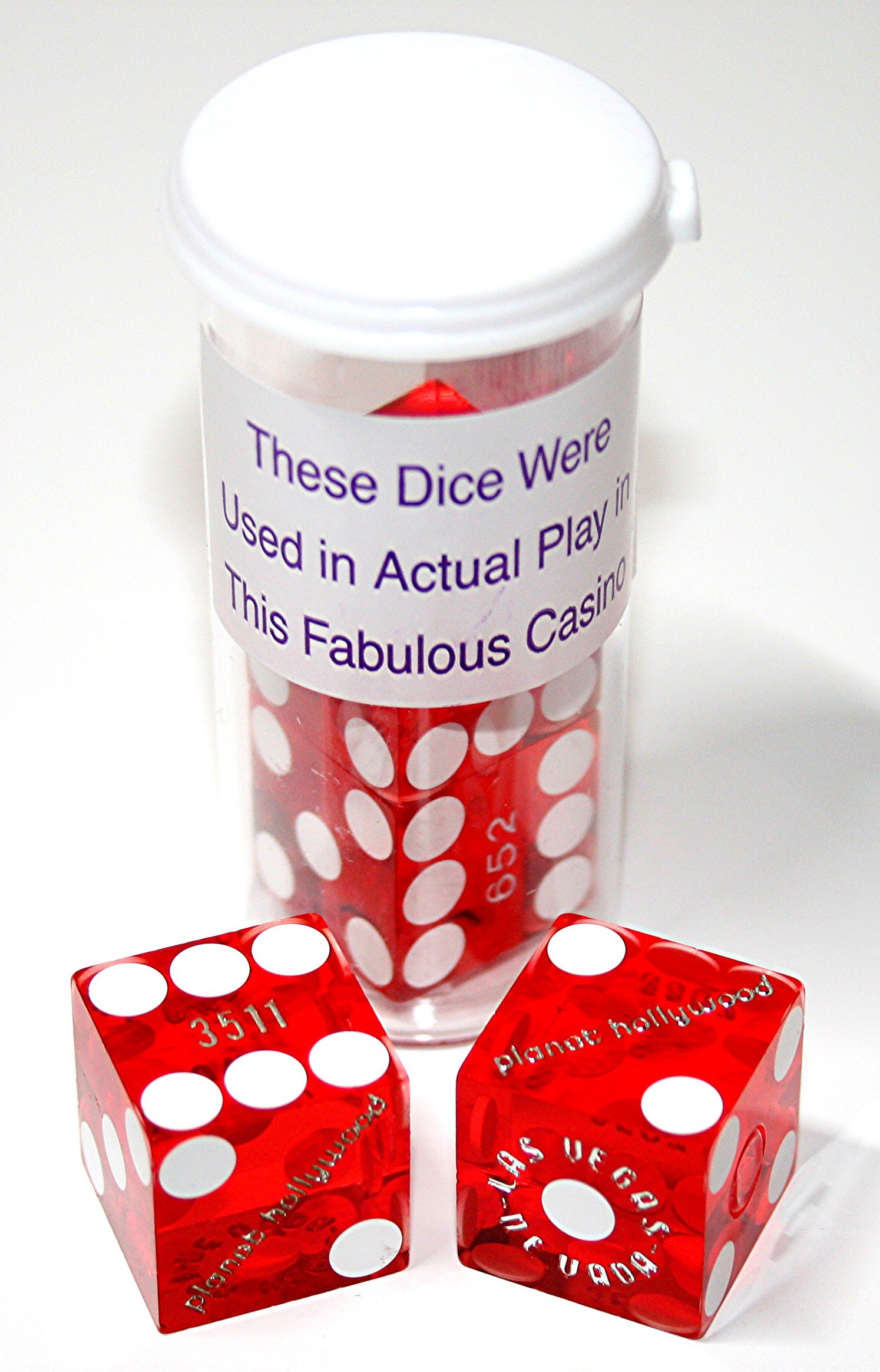 19mm Professional Craps Dice Pair with Matching Serial Numbers - Authentic Las Vegas Casino Table-Played Dice (Red Polished) - Perfect for Casino Games, Home Poker Nights, and Tabletop Gaming
