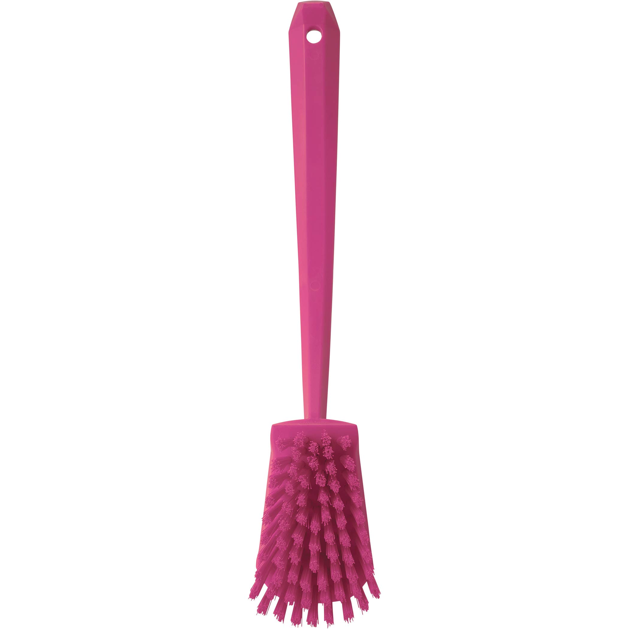 Vikan 41861 Stiff Bristle Cleaning Brush - 15.75 Inch PP/PBT Dish Brush for Kitchen, Bathroom, Outdoor Use - Durable Pink Scrub Brush for Pots, Pans, Tiles & Grout Cleaning