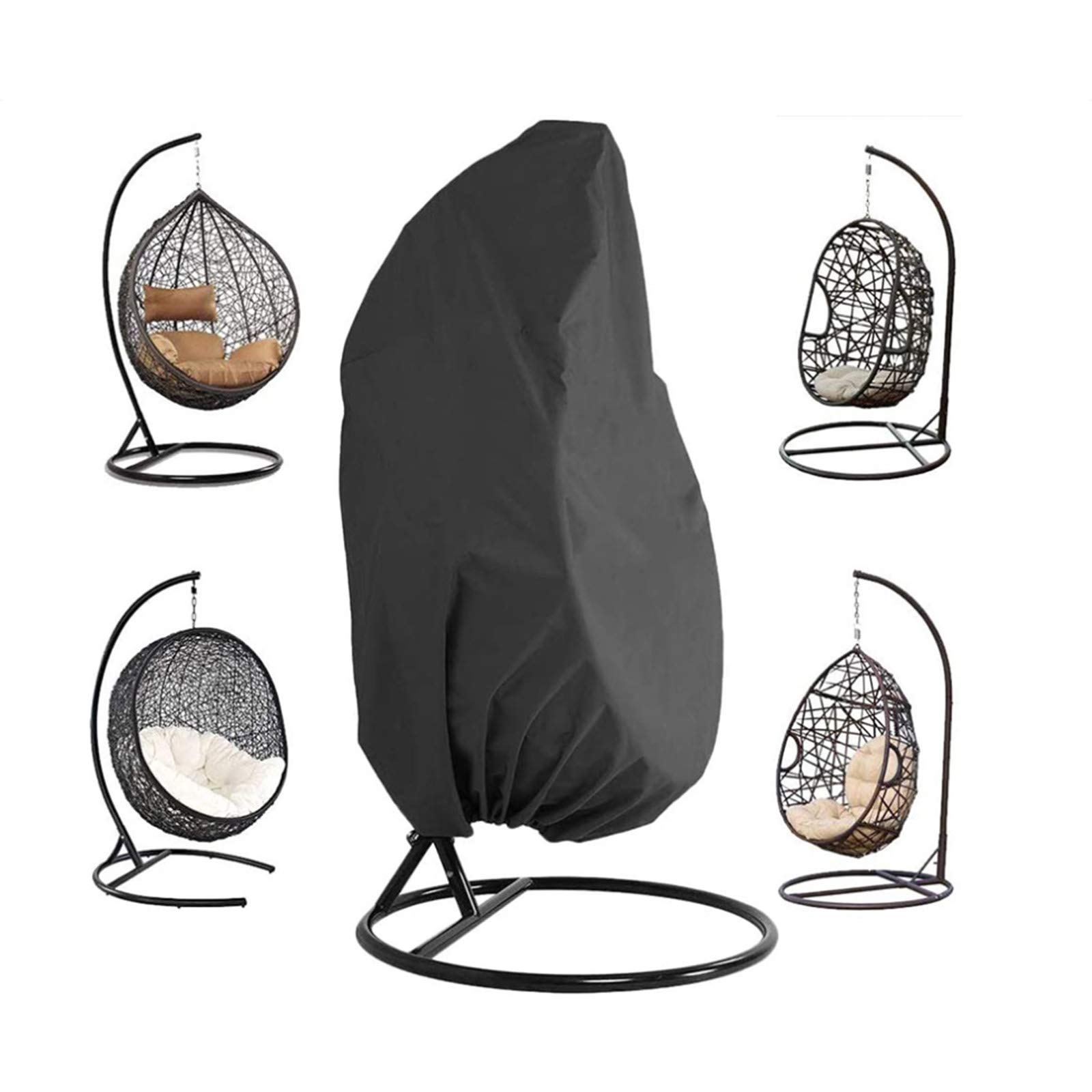 Durable Waterproof Wicker Egg Swing Chair Cover with Zipper - Heavy Duty Windproof Weather Resistant Outdoor Patio Hanging Chair Cover (75x45 Inch) - Perfect for Garden, Balcony, and Backyard Relaxation