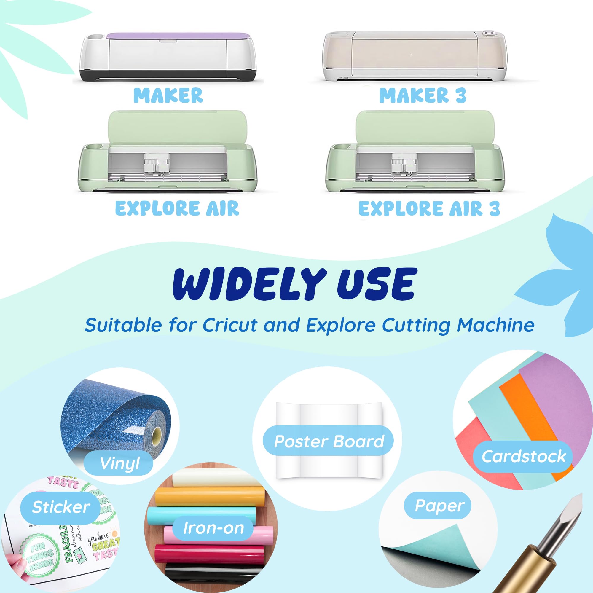 30Pcs Fine Point Blades for Cricut Maker 3/Maker/Explore 3/Explore Air 2 - Premium Replacement Cutting Blades for Vinyl, Cardstock, Glitter Paper, Faux Leather - Perfect for DIY Crafts, Scrapbooking & Home Decor Projects (White)