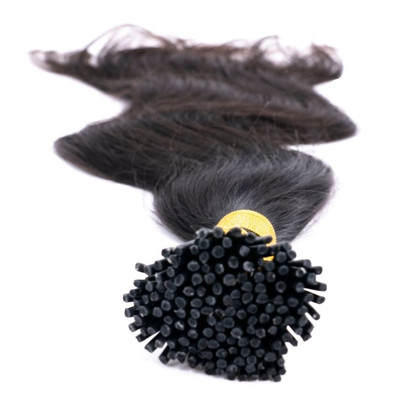 Indian Wavy Natural Black I-Tip Hair Extensions - Clip-In Human Hair for Volume & Length - Perfect for Parties, Weddings & Everyday Styling