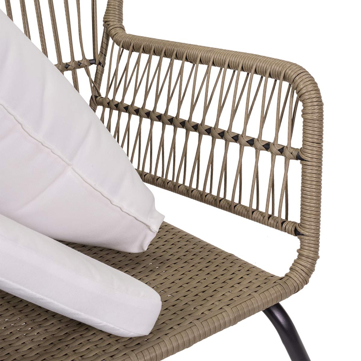 Barton 3-Piece Outdoor Bistro Set with Glass Table - Beige Wicker Rattan Patio Furniture for Garden, Balcony & Poolside Dining | Modern Conversation Seating for Backyard, Terrace & Cafe Style Decor
