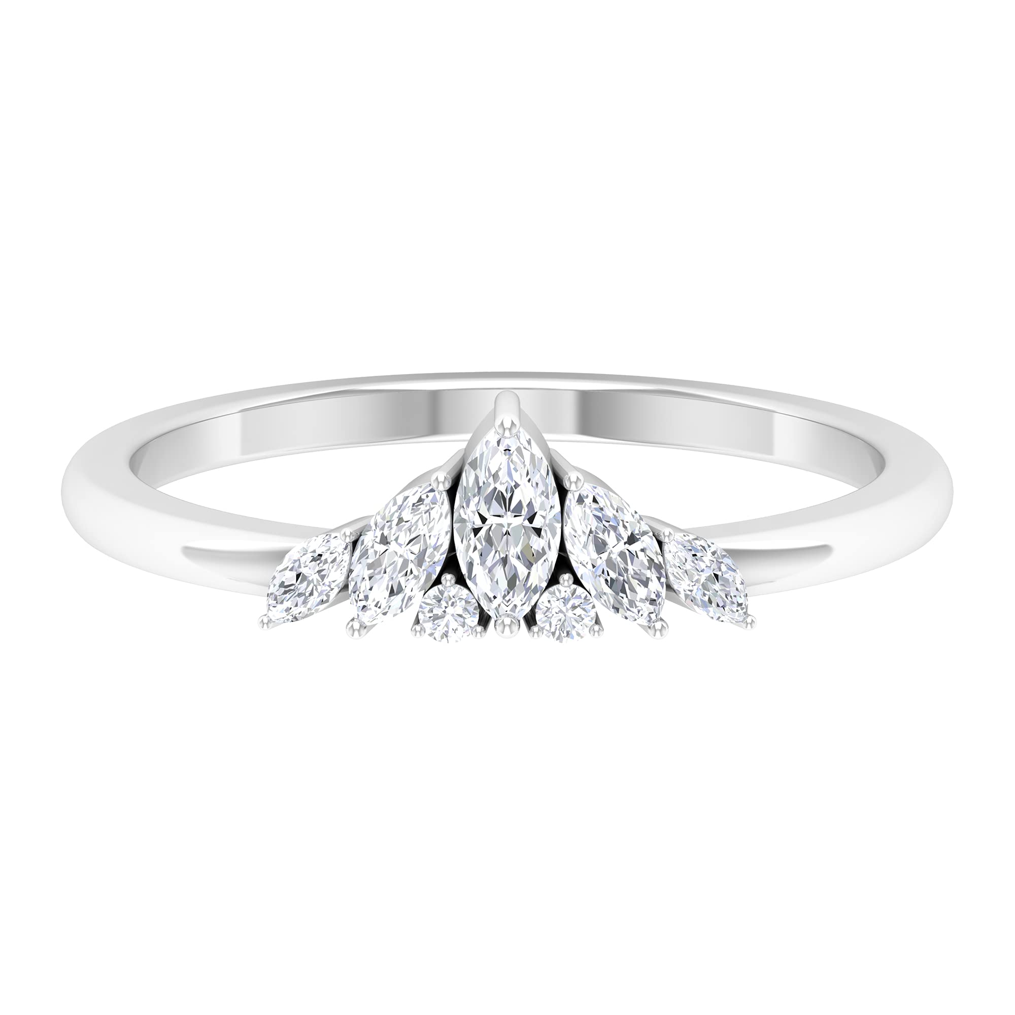 1/2 CT Diamond Ring for Women - 14K Solid Gold Minimalist Cluster Ring with Natural Diamonds, April Birthstone Jewelry - Perfect for Engagement, Anniversary, and Everyday Wear