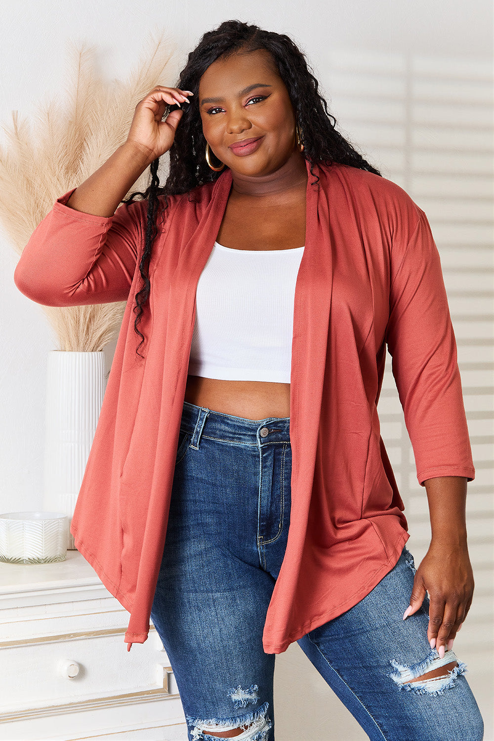 Culture Code Full Size Open Front Cardigan for Women - Soft & Cozy Knit Sweater Wrap - Perfect for Office, Lounge & Casual Outfits