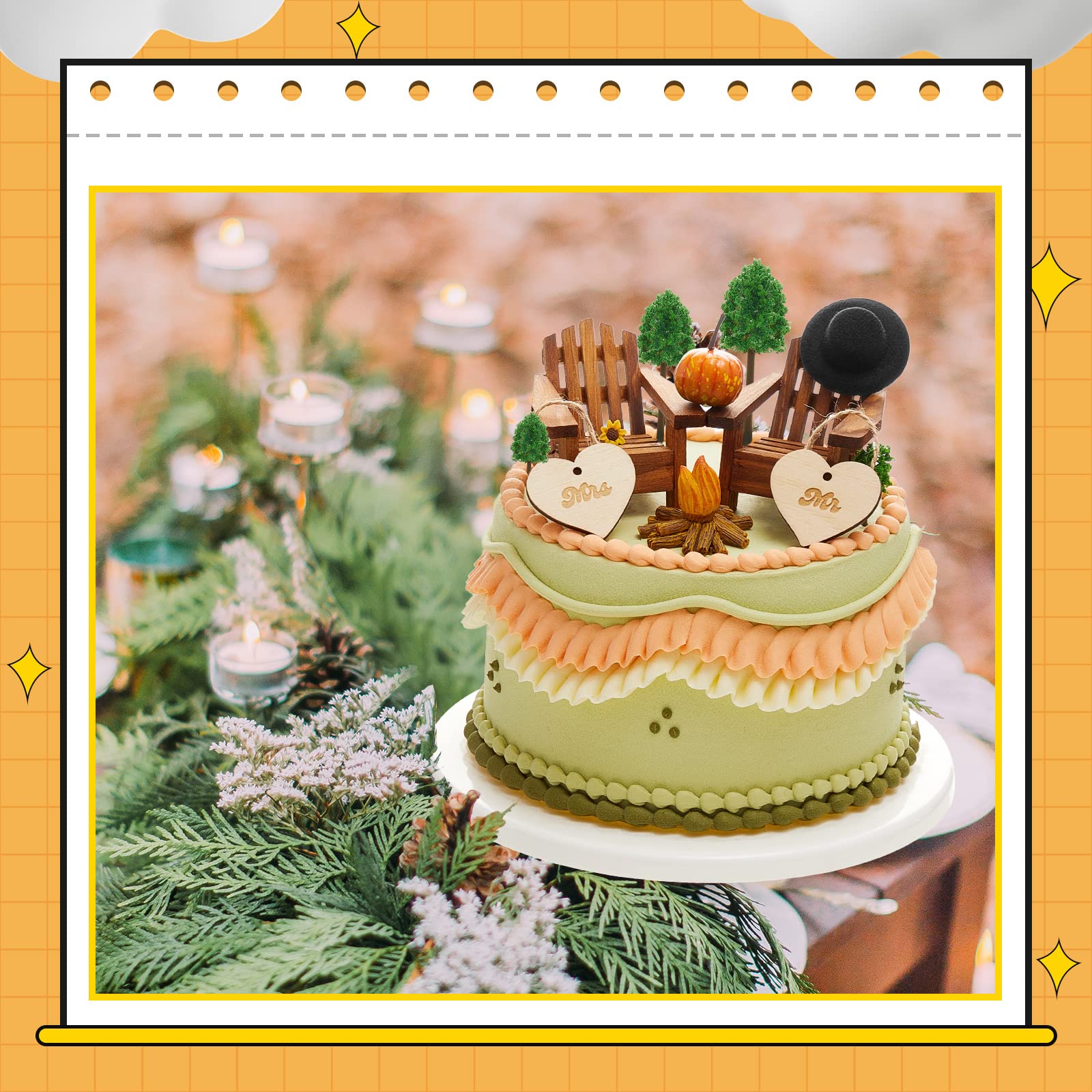27 Pcs Mini Adirondack Chair Cake Toppers - Fall Wedding Decor, Autumn Engagement, Anniversary, Birthday Party Supplies for Couples - Perfect for Rustic, Camping, and Outdoor Themed Celebrations