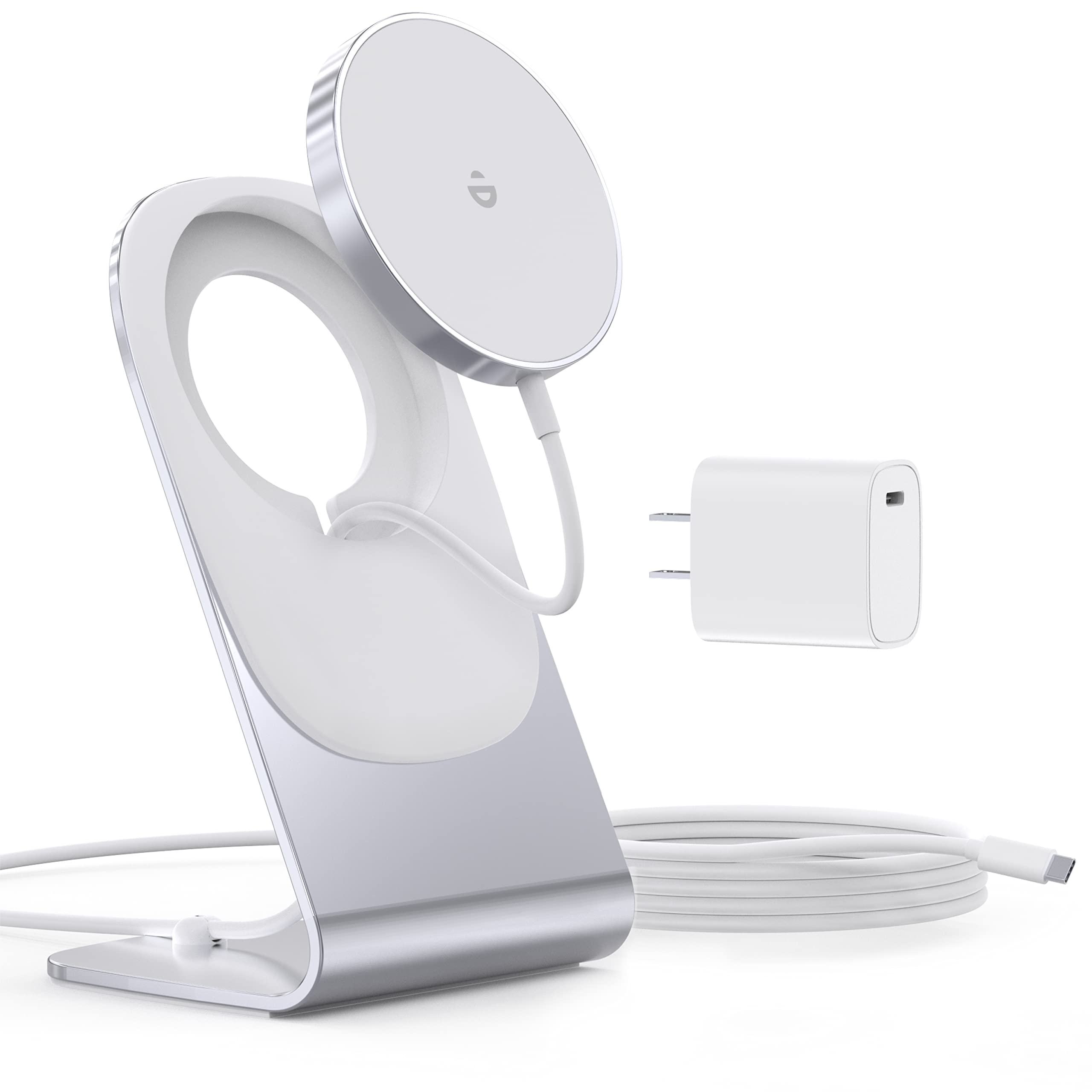 Magnetic Wireless Charger for iPhone 16/15/14/13/12 Pro Max Plus Mini - Fast 20W MagSafe Charging Stand with USB-C Adapter & 5ft Cable | Perfect for Home, Office, Nightstand, and Car Charging