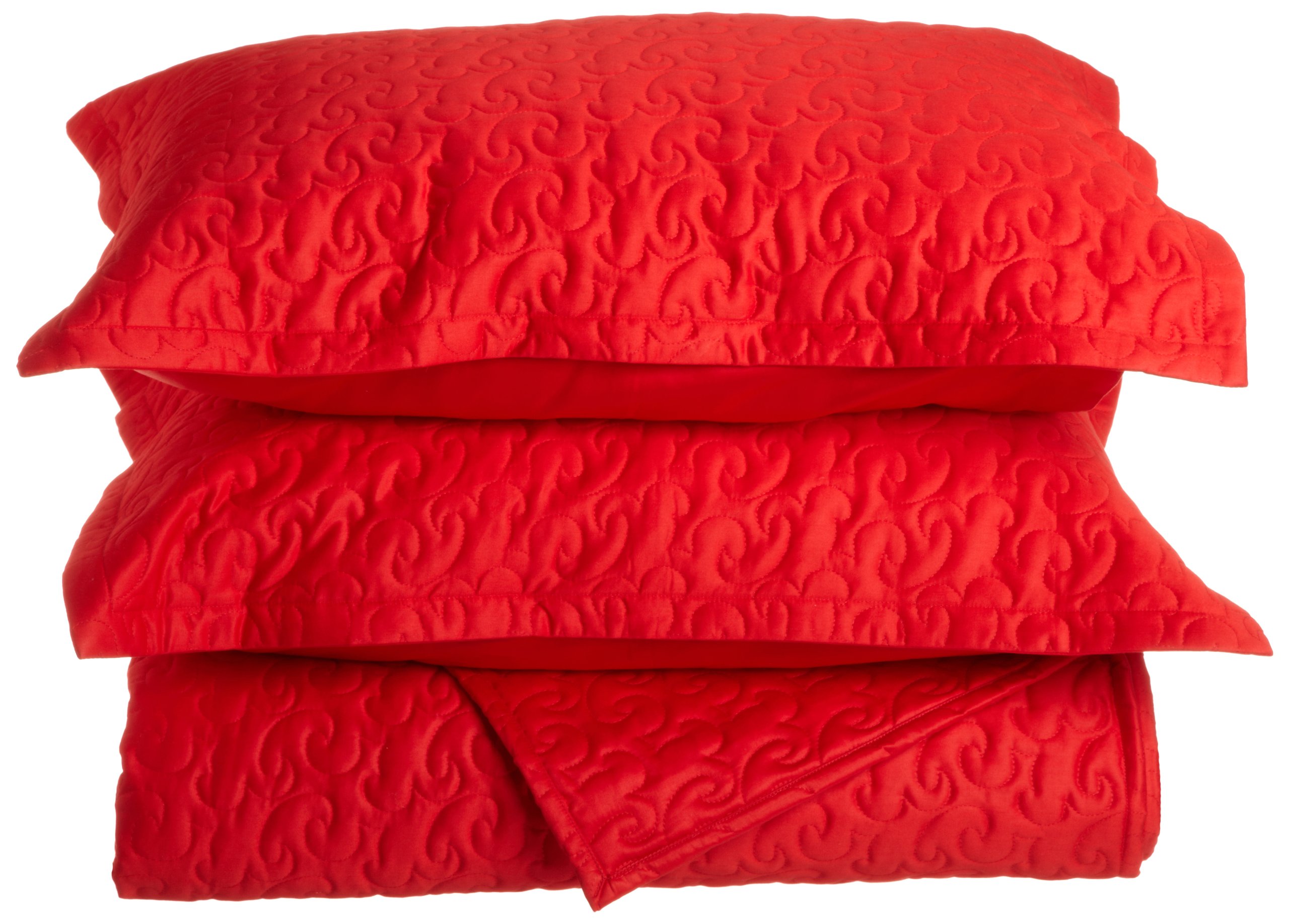 Premium Egyptian Cotton Quilted Coverlet Set - Queen Size, Bright Red - Luxury Bedding for Master Bedroom, Guest Room & Hotel Decor