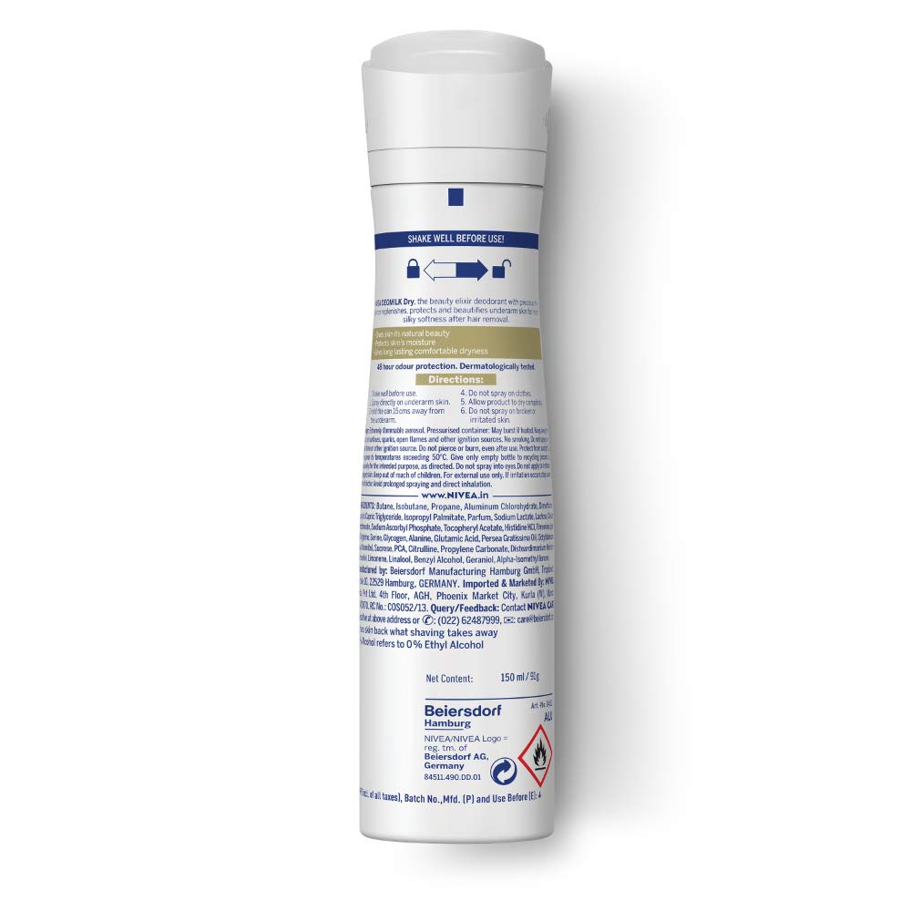 Nivea Deodorant for Women - Deo Milk Dry 150ml | 48-Hour Protection, Gentle on Skin | Perfect for Daily Use, Gym & Active Lifestyle