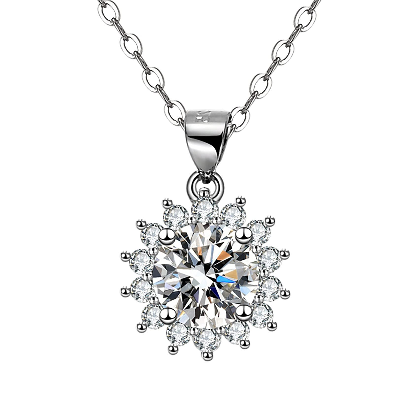 Round Brilliant-Cut Diamond Heart Pendant Necklace with Halo - 14K Gold Solitaire Pendant for Women - Perfect for Valentine's Day, Anniversary & Romantic Gifts