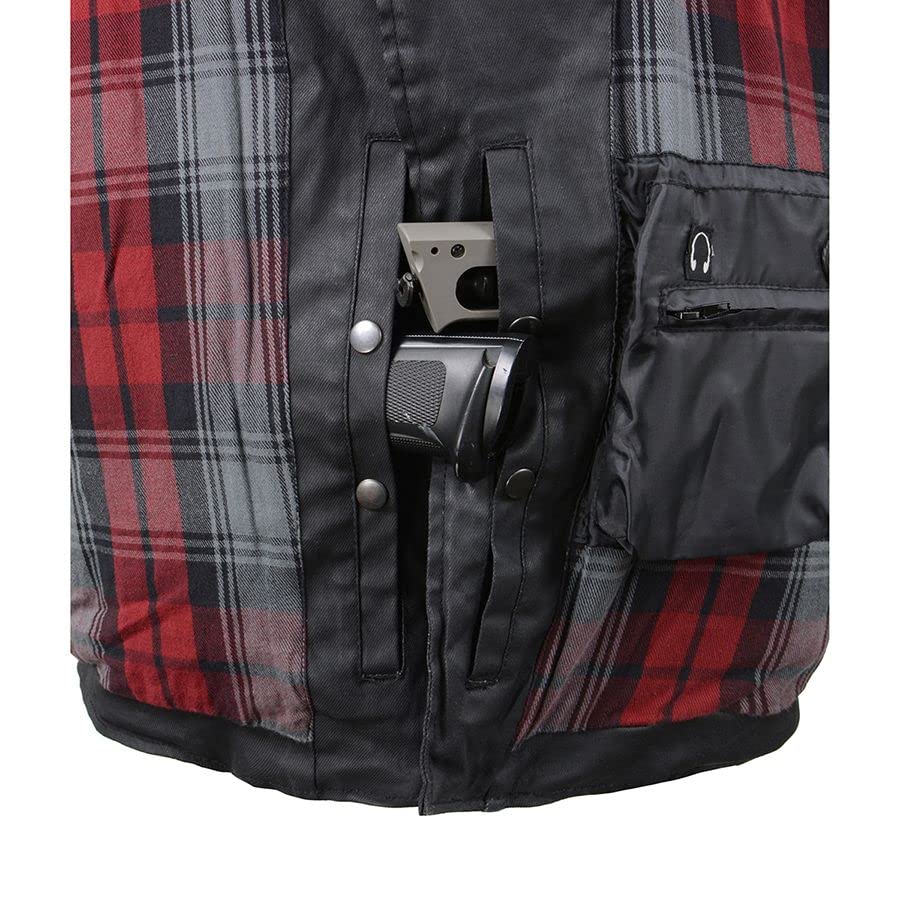 Milwaukee Leather Mdm1020 Men's Armored Black Waxed Denim Motorcycle Jacket - Durable Biker Gear for Riding & Casual Wear