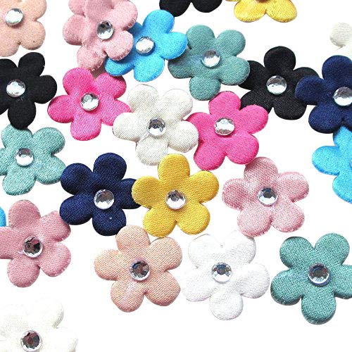 80pcs Rhinestone Felt Flower Bows for Wedding Decorations - Bulk 3/4
