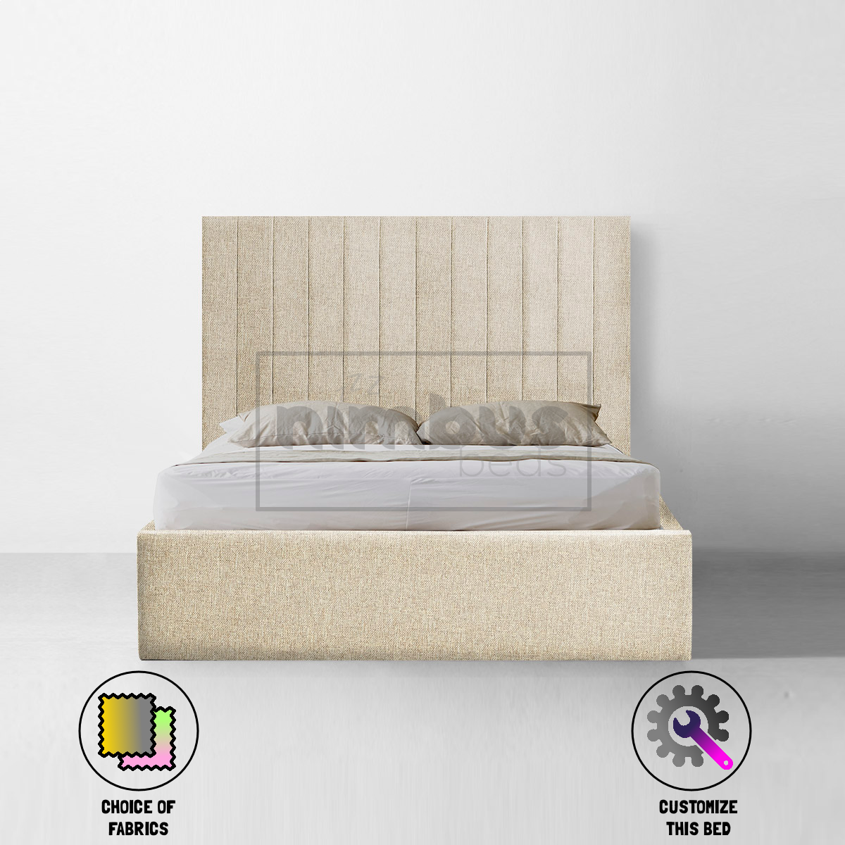 Sturdy Metal Vertical Bed Frame with Headboard - Queen Size Platform Bed for Small Spaces, Modern Bedroom Furniture - Perfect for Apartments, Dorms & Guest Rooms