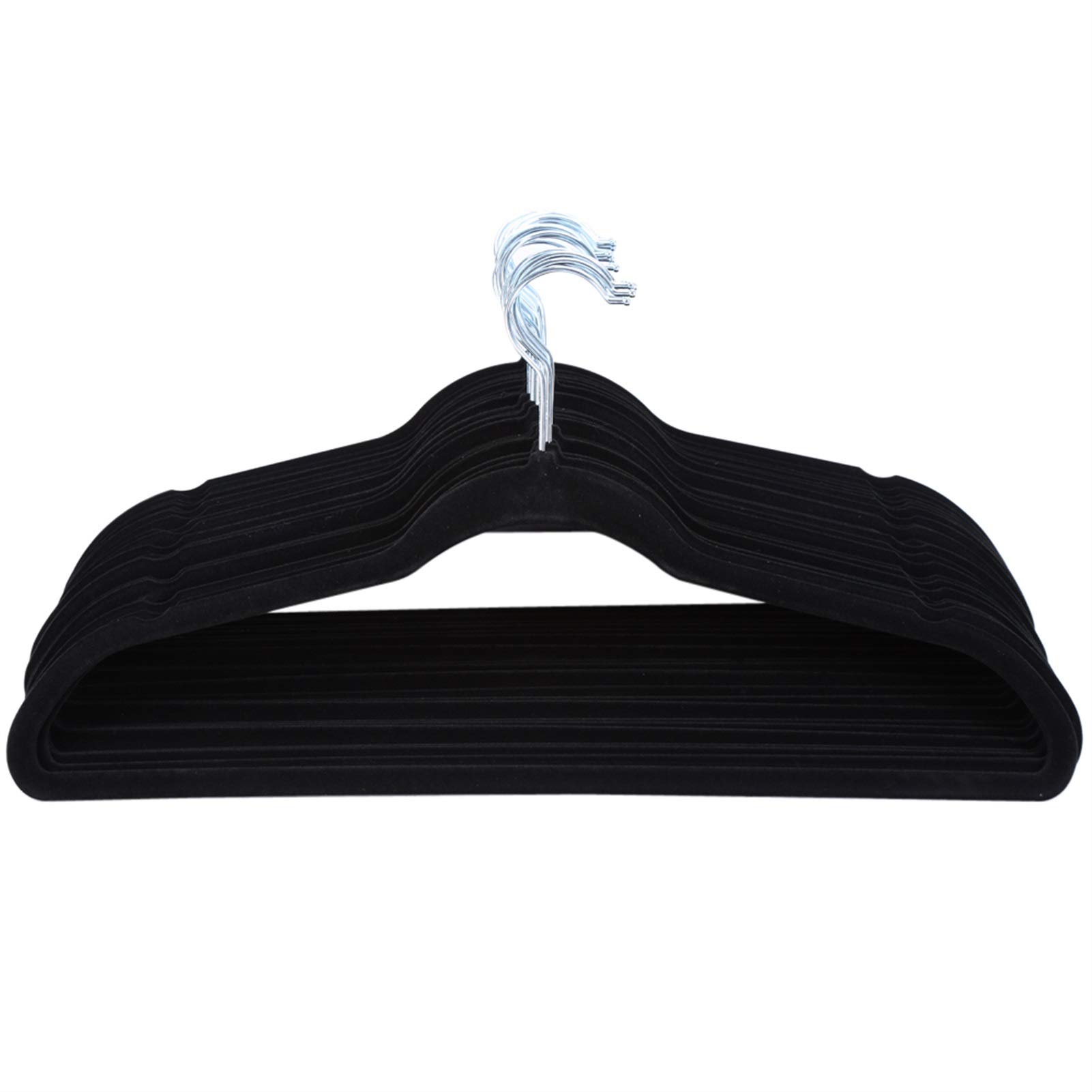 20 Pack Black Non-Slip Flocked Velvet Hangers for Shirts, Sweaters & Dresses - Heavy Duty Closet Organizers with Anti-Slip Coating - Perfect for Wardrobe, Laundry Room & Travel Use