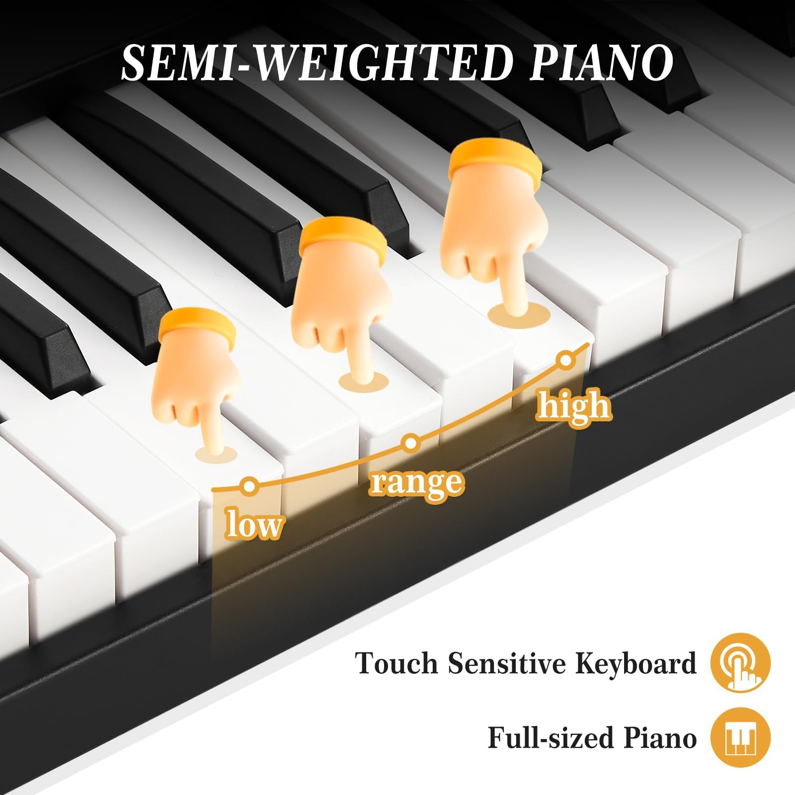 88-Key Weighted Electric Piano Keyboard for Beginners - Portable with Stand & Bluetooth - Perfect for Home & Studio Practice