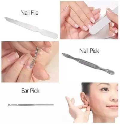 SKENTERPRISES 7-in-1 Professional Manicure Kit - Stainless Steel Nail Clipper, Cuticle Nipper, Nail File & More - Complete Nail Care Set for Home & Salon Use - Perfect for Travel, Gifts & DIY Manicures