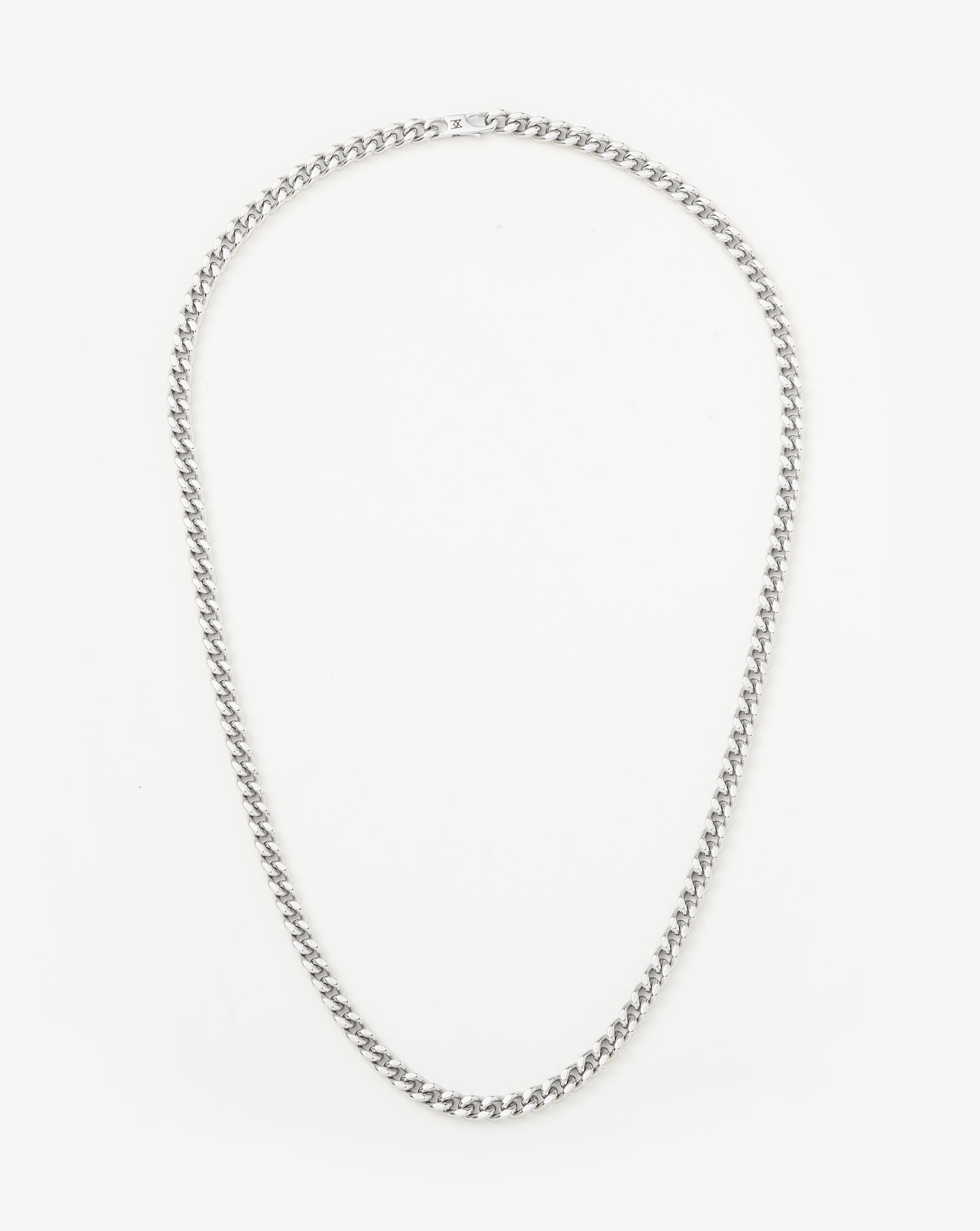 Men's Silver Plated Flat Curb Chain Necklace - Stylish Accessory for Casual & Formal Outfits