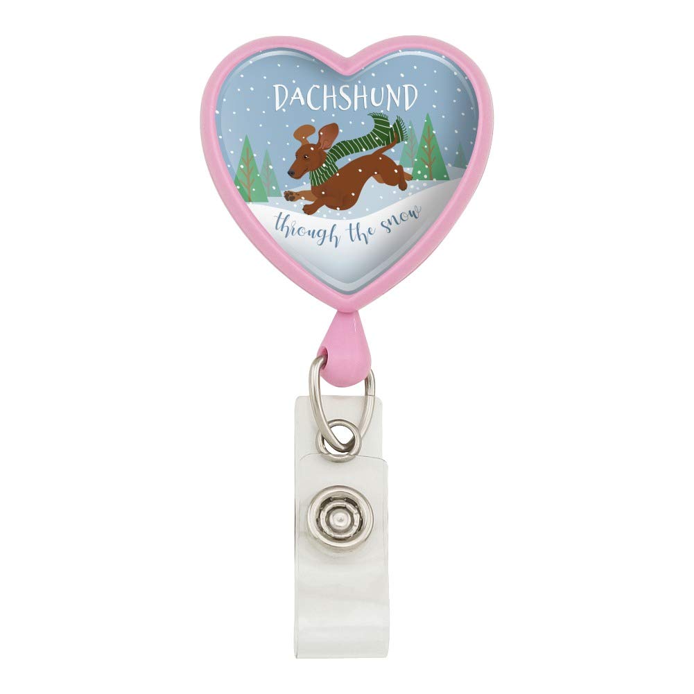 Dachshund Christmas Lanyard - Retractable ID Badge Holder for Winter Events