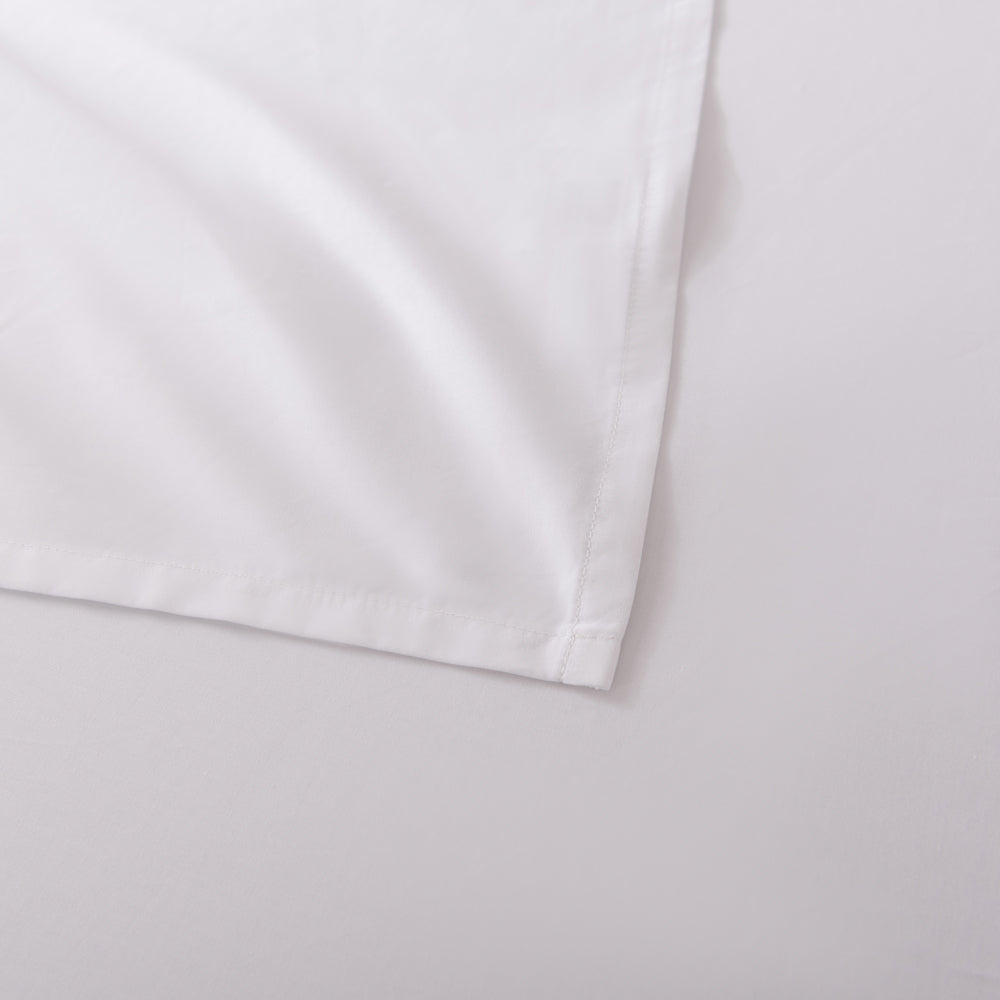 Premium 400 Thread Count Casey Cotton Sheet Set - White Double Bed (50cm) | Soft & Breathable for Ultimate Comfort | Perfect for Home, Hotel, or Guest Room Use