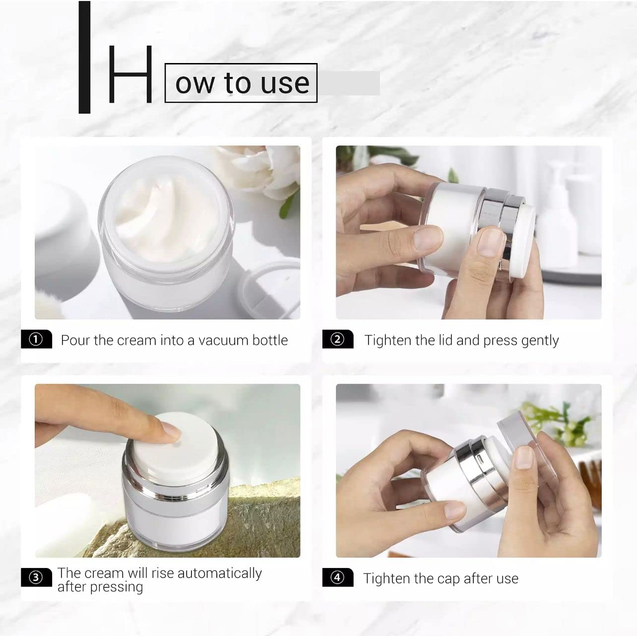 Round Airless Pump Cosmetic Containers - Vacuum Press Cream Jars for Face Lotion, Lip Balm, Eyeshadow & Moisturizer | Refillable Travel Makeup & Skincare Tool | Perfect for Home, Travel & Salon Use