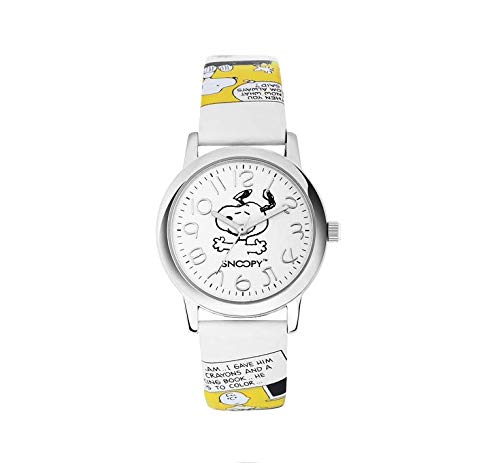 Snoopy The Peanuts Dancing Happy Quartz Yellow Watch - Water Resistant Unisex Wristwatch for Men, Women & Kids - Perfect Gift for Friends & Family - Great for Everyday Wear, School & Casual Outings