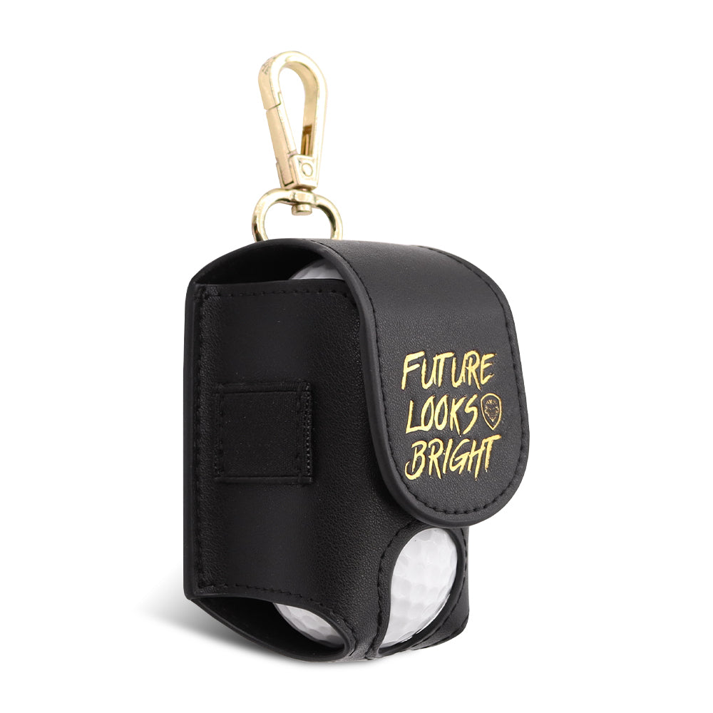 Premium Black Embossed Leather Golf Ball & Tee Holder - Durable Golf Accessories Organizer for Men - Perfect for Golf Course, Driving Range & Travel