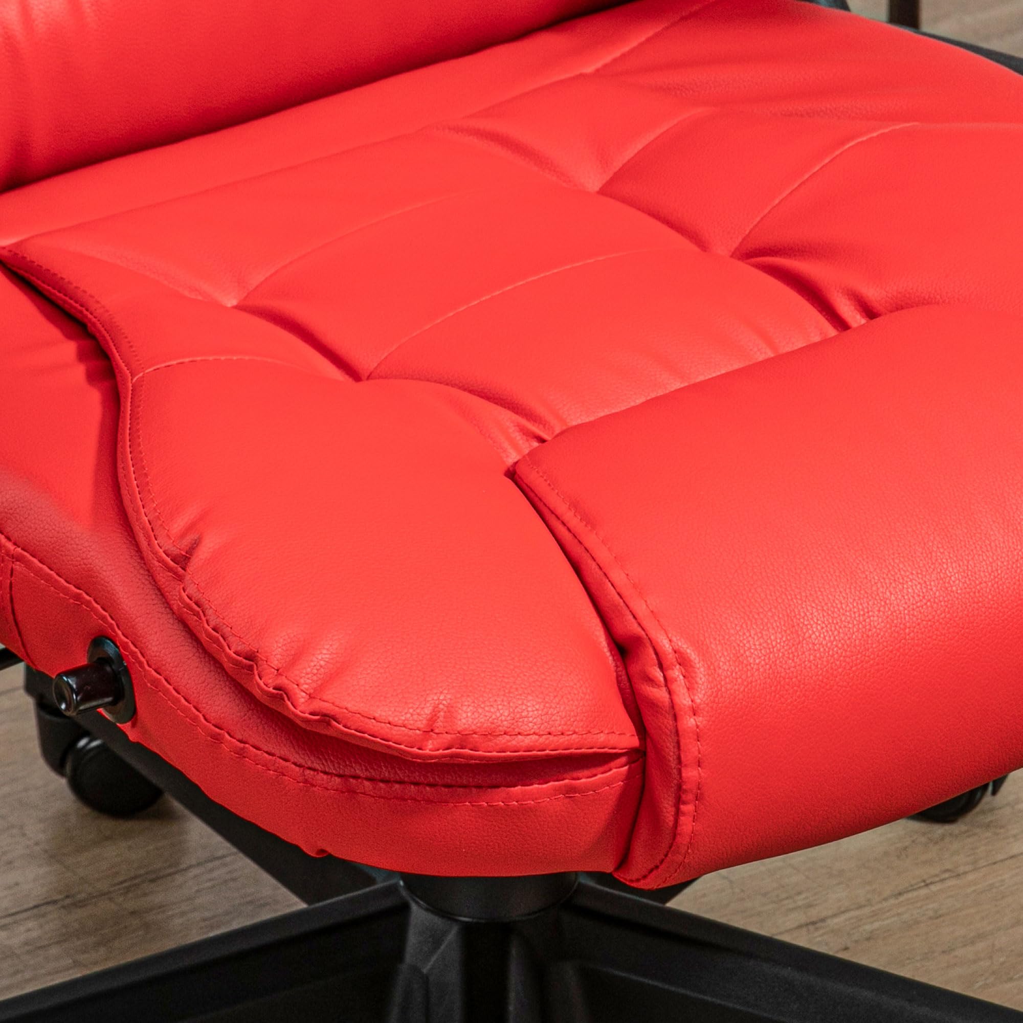 HOMCOM High Back Vibration Massage Office Chair with 6 Vibration Points & Heating - PU Leather Reclining Computer Chair with Adjustable Armrests & Remote Control (Red) - Perfect for Home Office, Gaming & Relaxation
