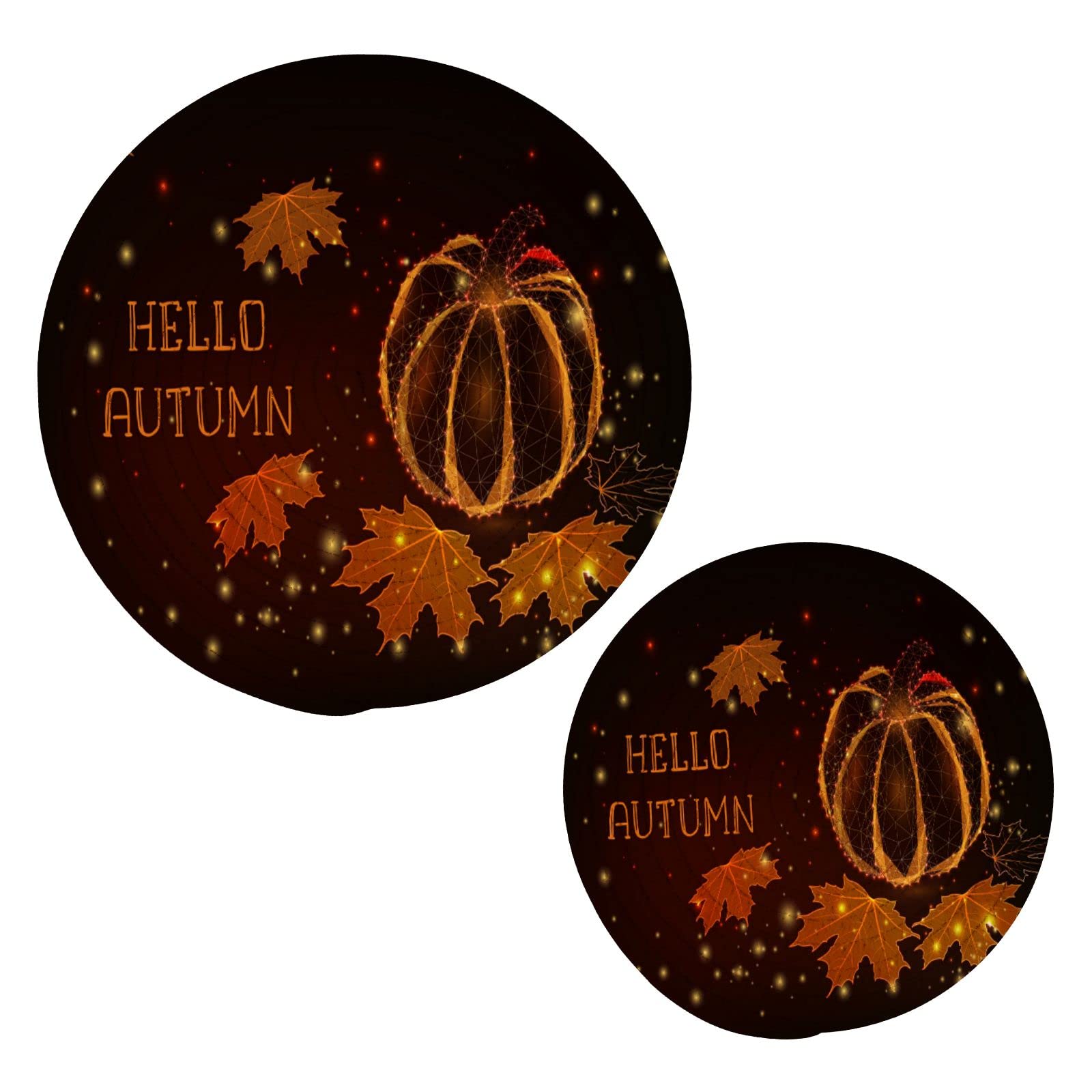 Hello Autumn Fall Pot Holders Set - 2 PCS Heat Resistant Round Coasters & Trivets, Cotton Woven Hot Mats for Hot Dishes, Pots, Bowls & Pans - Perfect for Thanksgiving Dinner, Holiday Baking & Kitchen Decor
