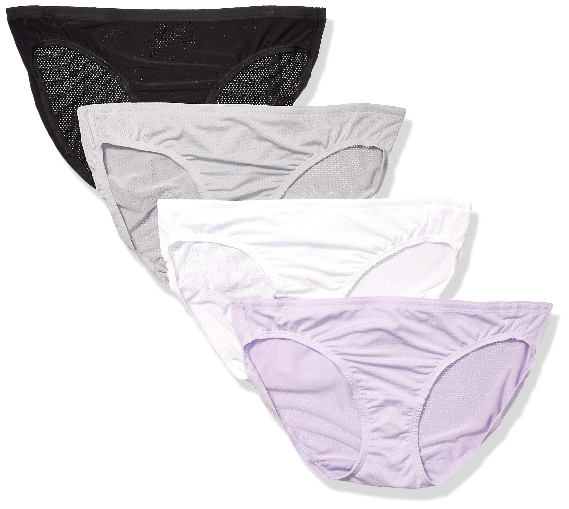 Fruit of the Loom Women's 4 Pack Cotton Bikini Underwear - Soft Breathable Panties for Everyday Comfort, Workout & Sleep